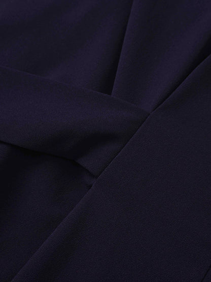 Tulip Sleeve Tie Back Dress-Navy