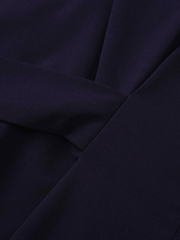 Tulip Sleeve Tie Back Dress-Navy