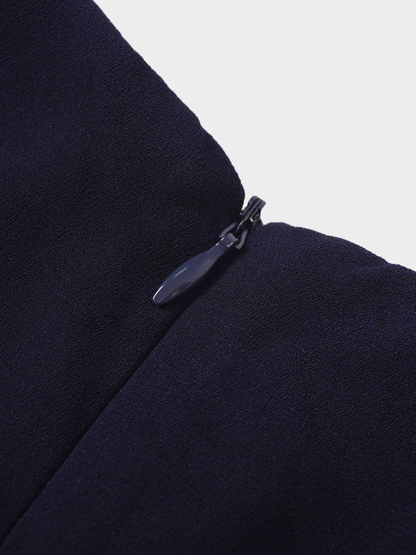 Tulip Sleeve Tie Back Dress-Navy