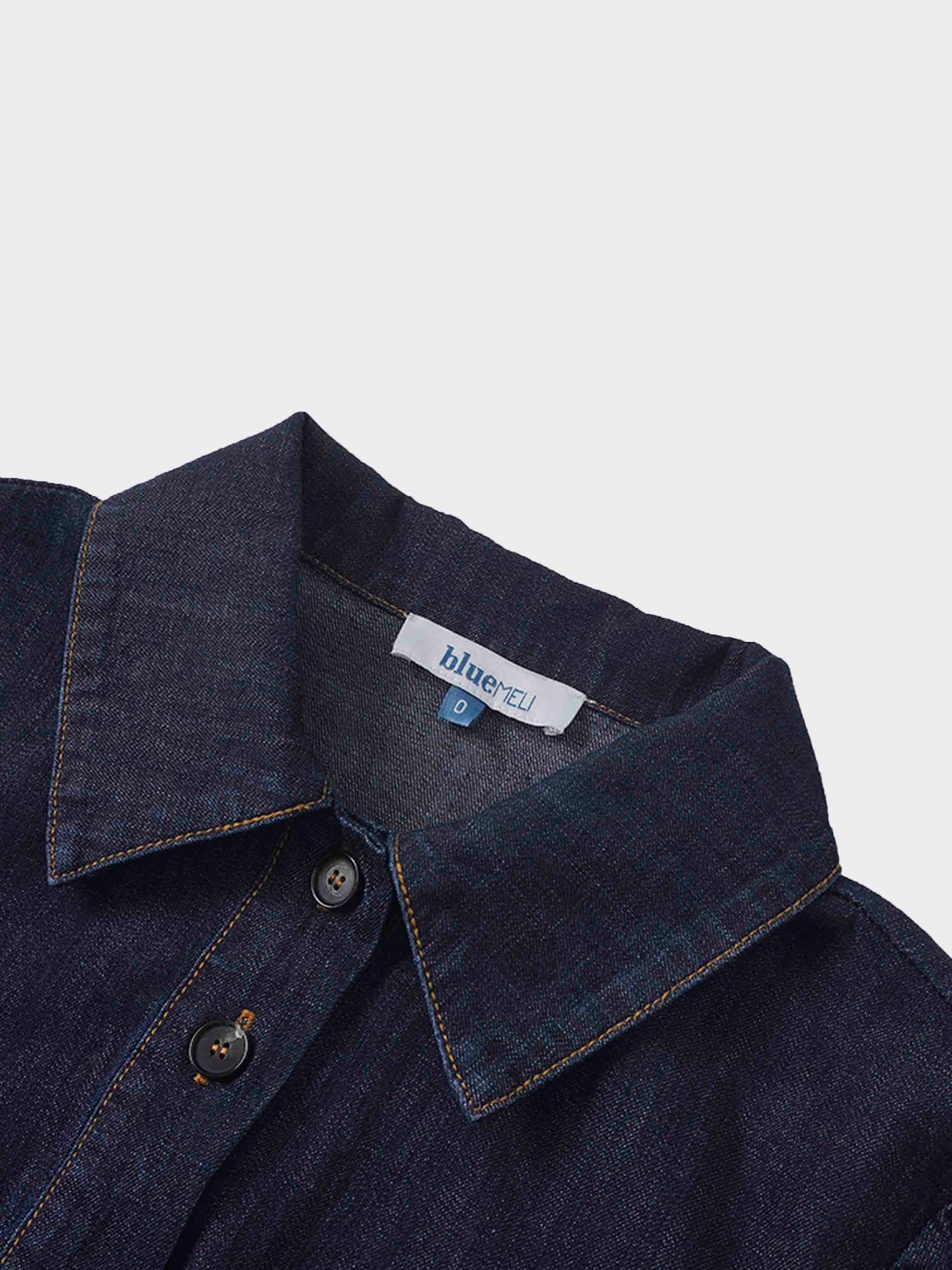 Waisted Lightweight Denim Dress-Dark Blue