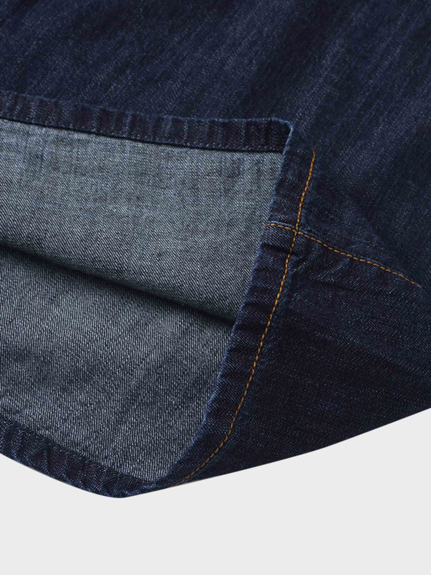 Waisted Lightweight Denim Dress-Dark Blue