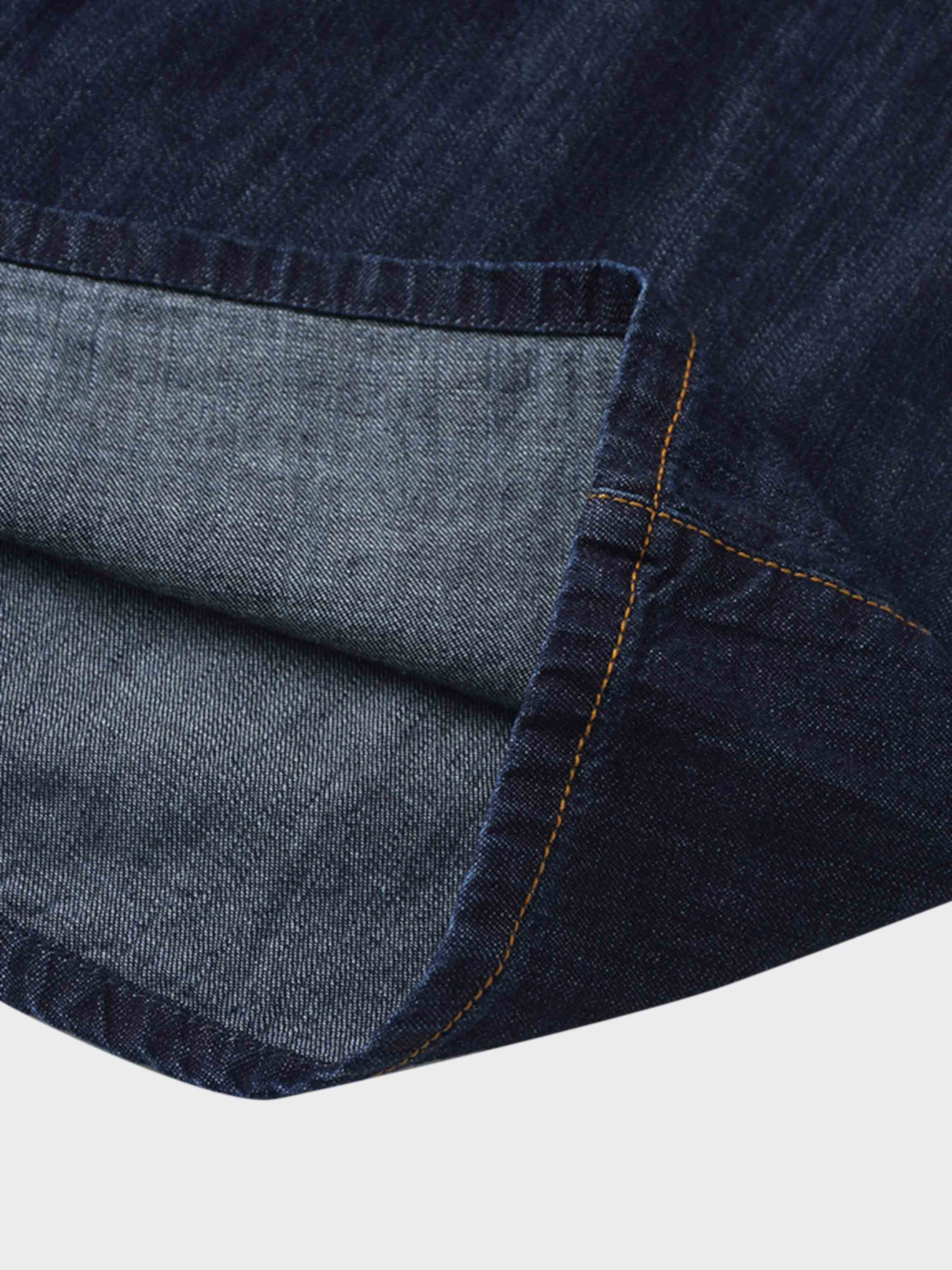 Waisted Lightweight Denim Dress-Dark Blue