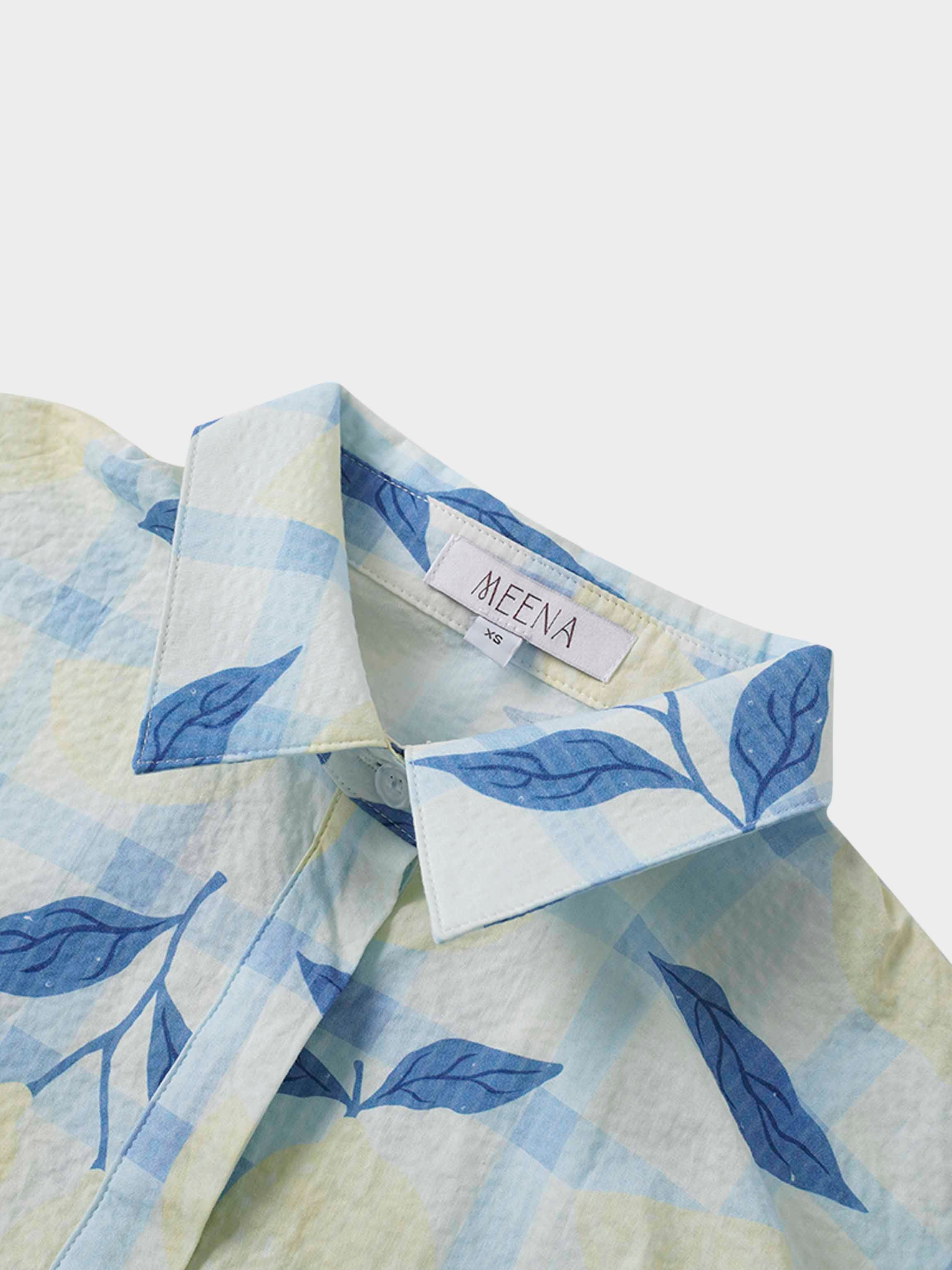 Yoke Gathered Belted Shirtdress-Lots of Lemon