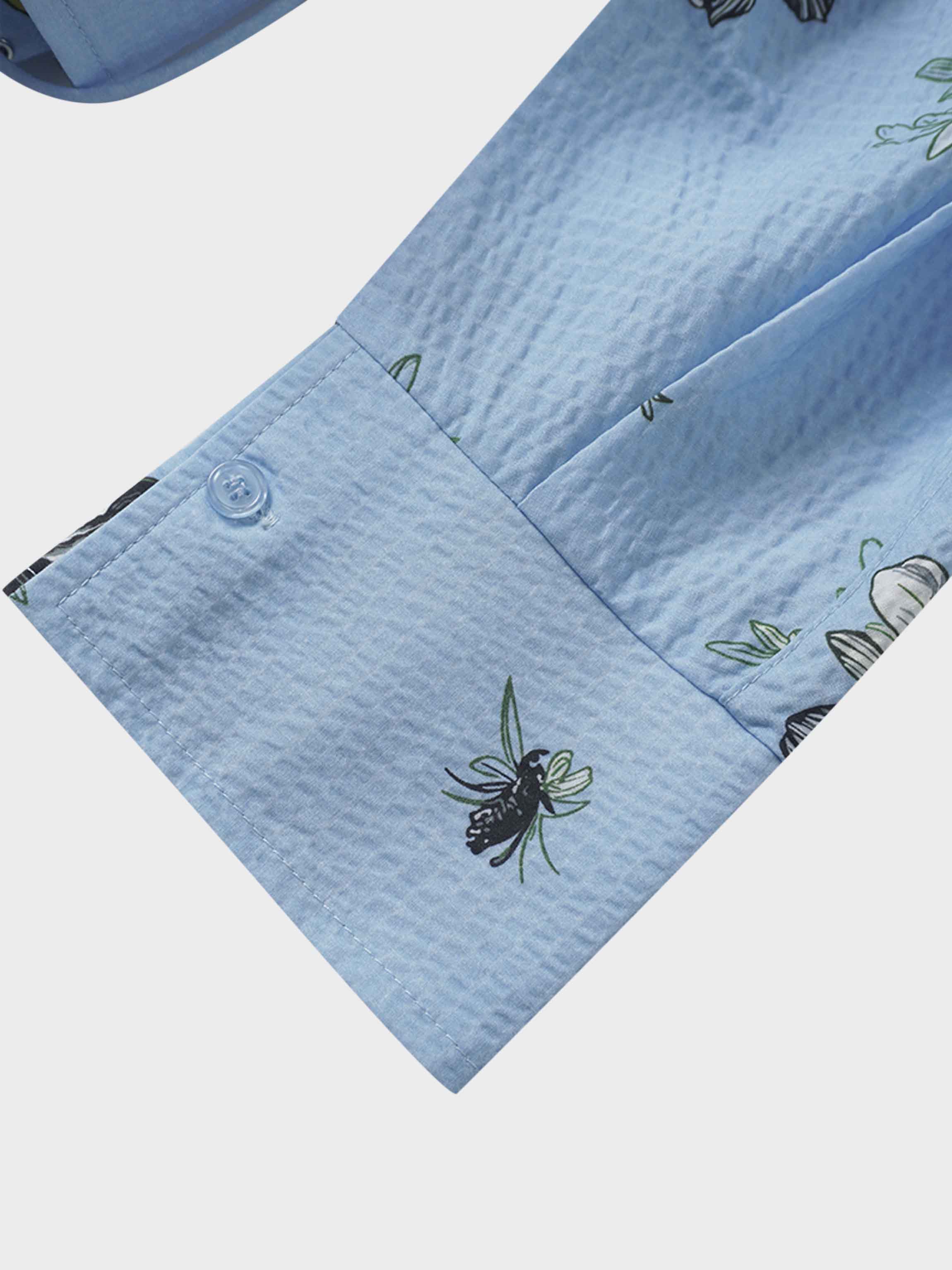 Yoke Gathered Belted Shirtdress-Yellow Pop Flower