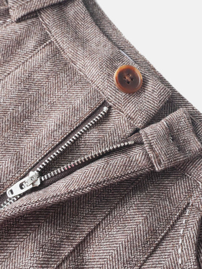 Pleat Bottom Yoke Skirt - Brown/Tan