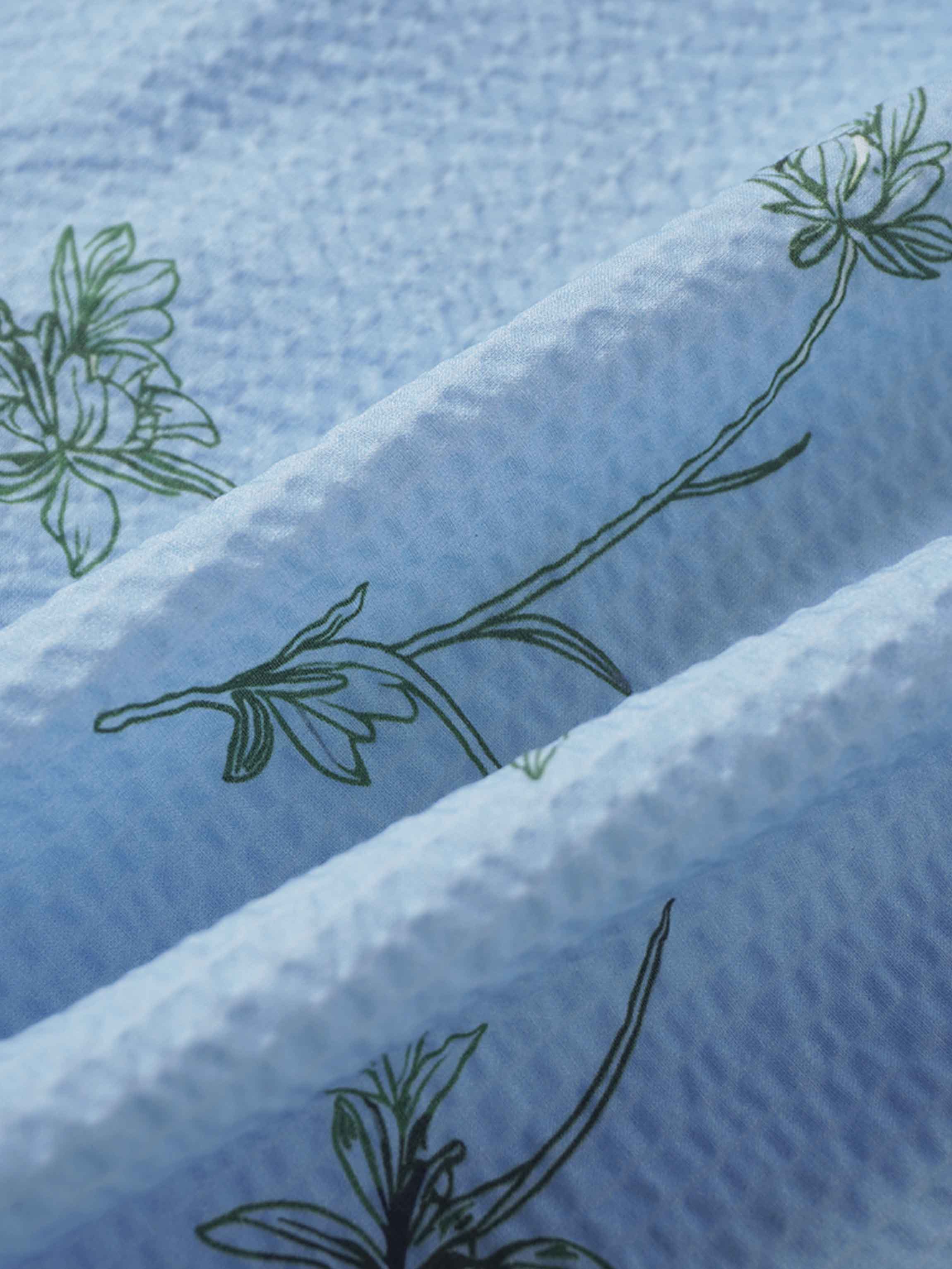 Yoke Gathered Belted Shirtdress-Yellow Pop Flower