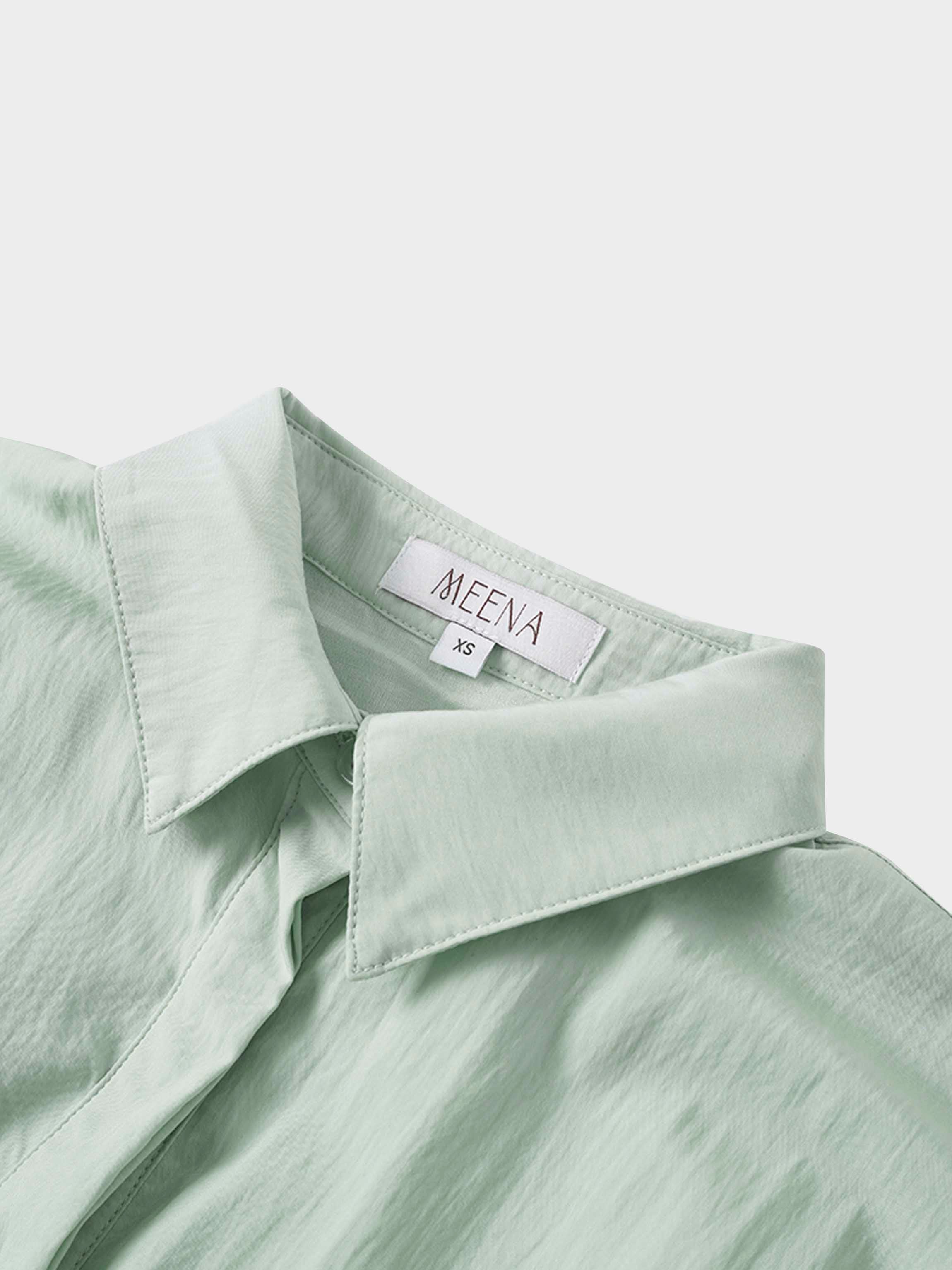 Cotton Yoke Gathered Dress-Mint