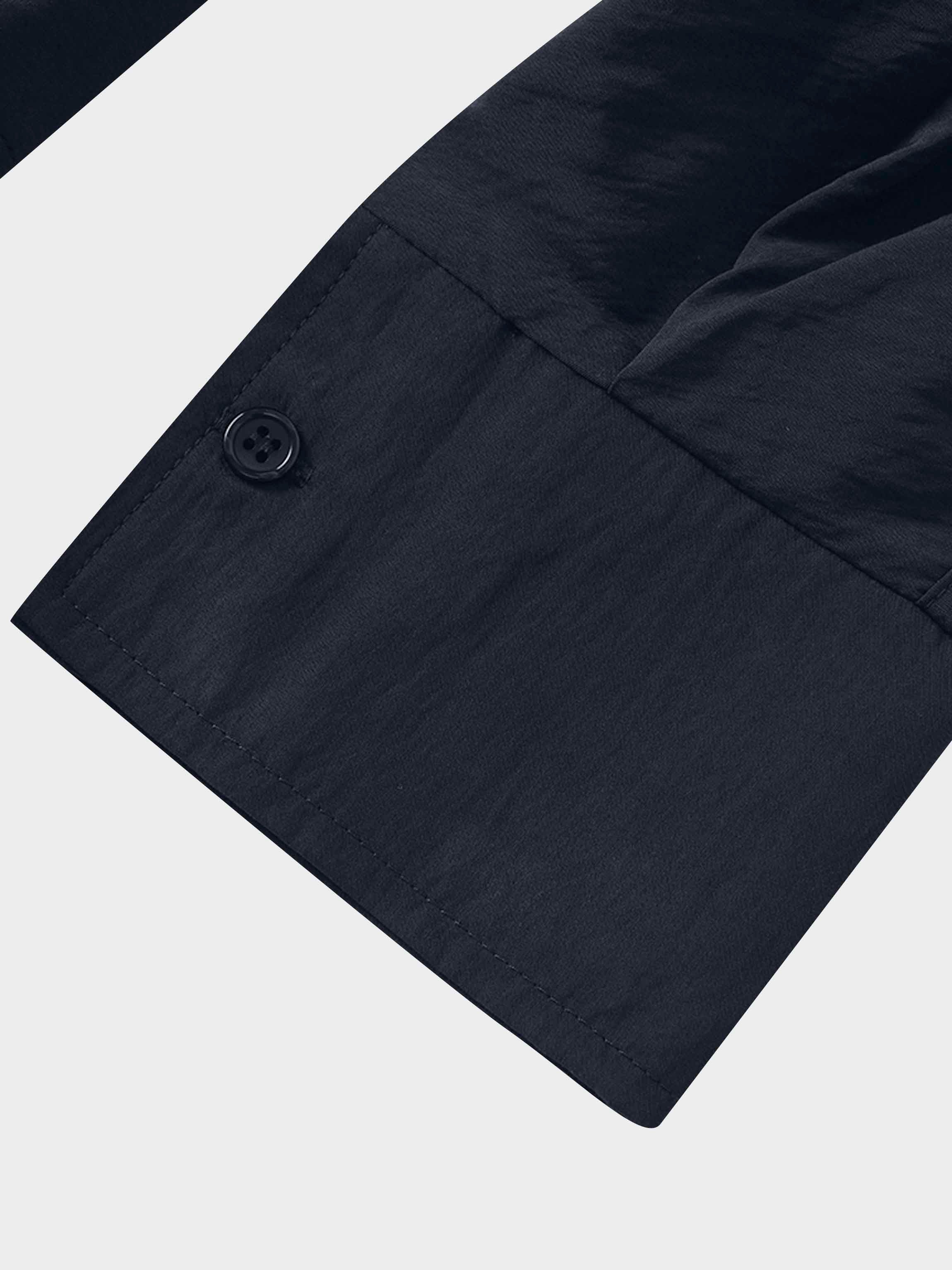 Cotton Yoke Gathered Dress-Navy