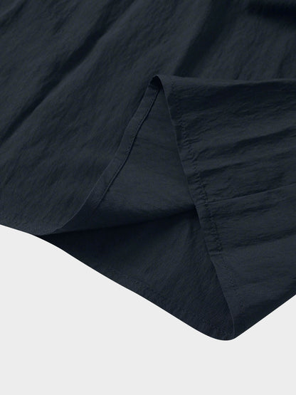 Cotton Yoke Gathered Dress-Navy
