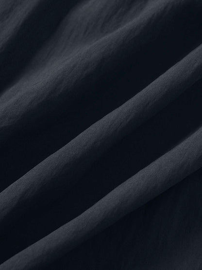 Cotton Yoke Gathered Dress-Navy