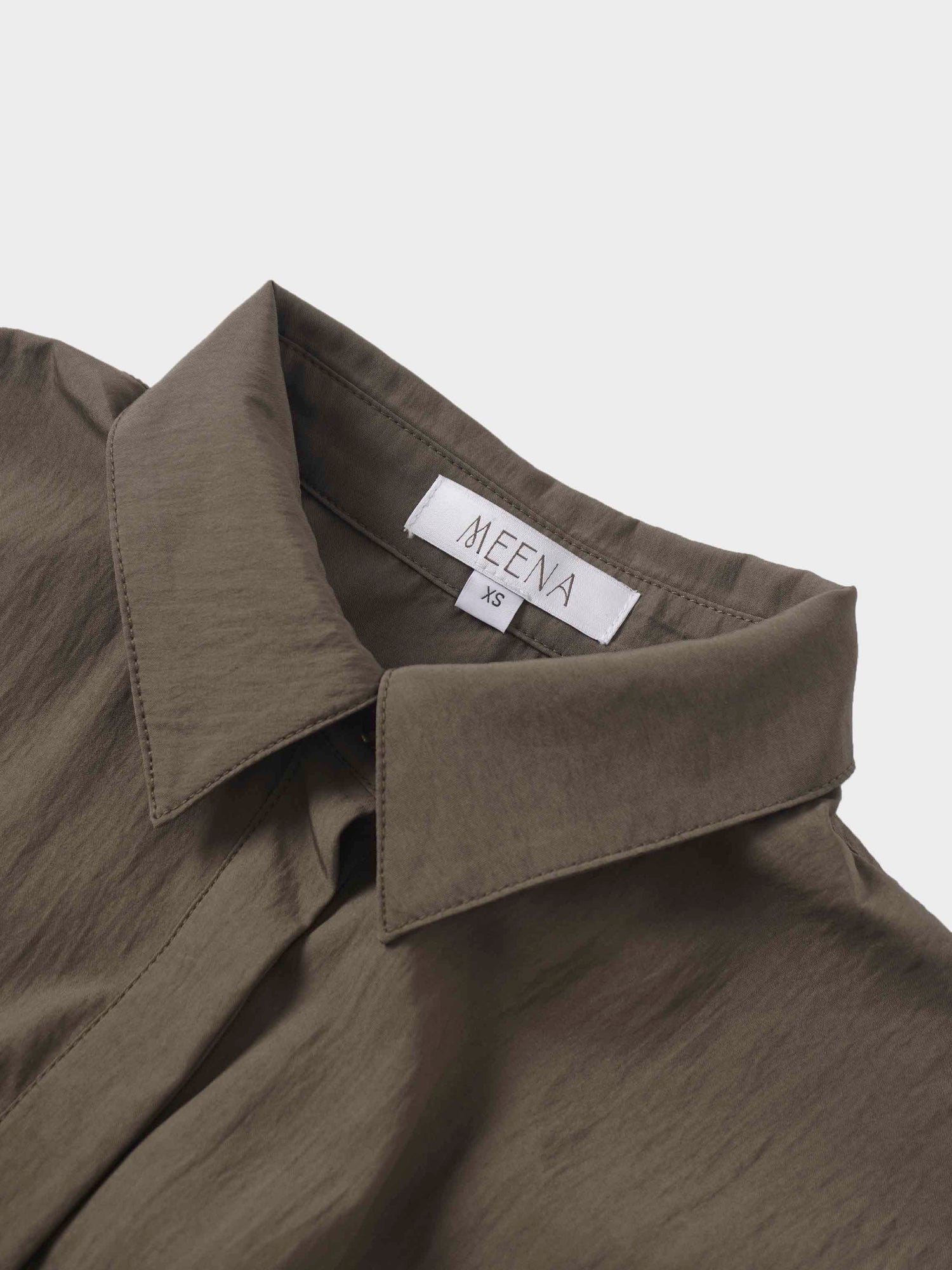 Cotton Yoke Gathered Dress-Brown