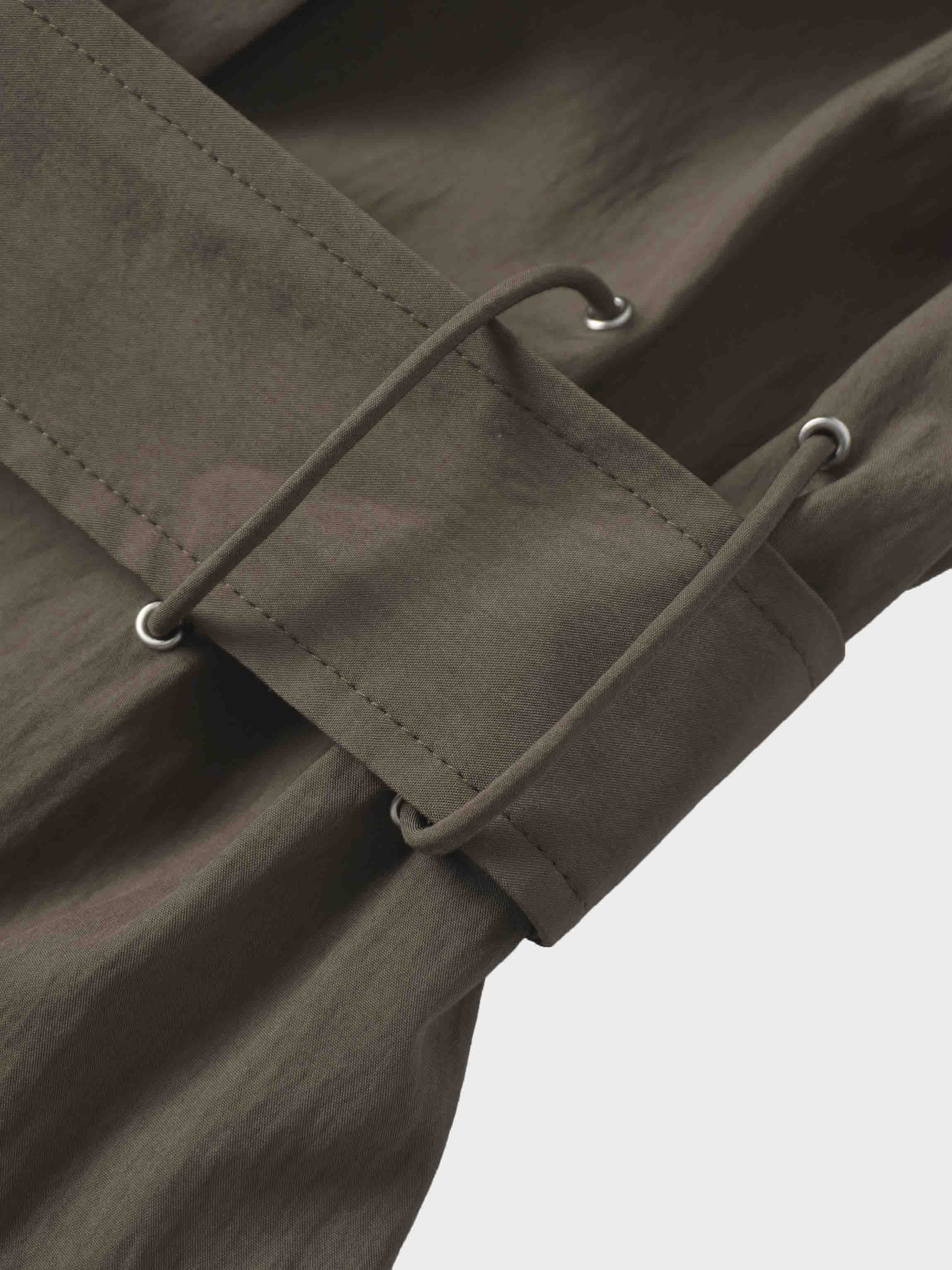 Cotton Yoke Gathered Dress-Brown