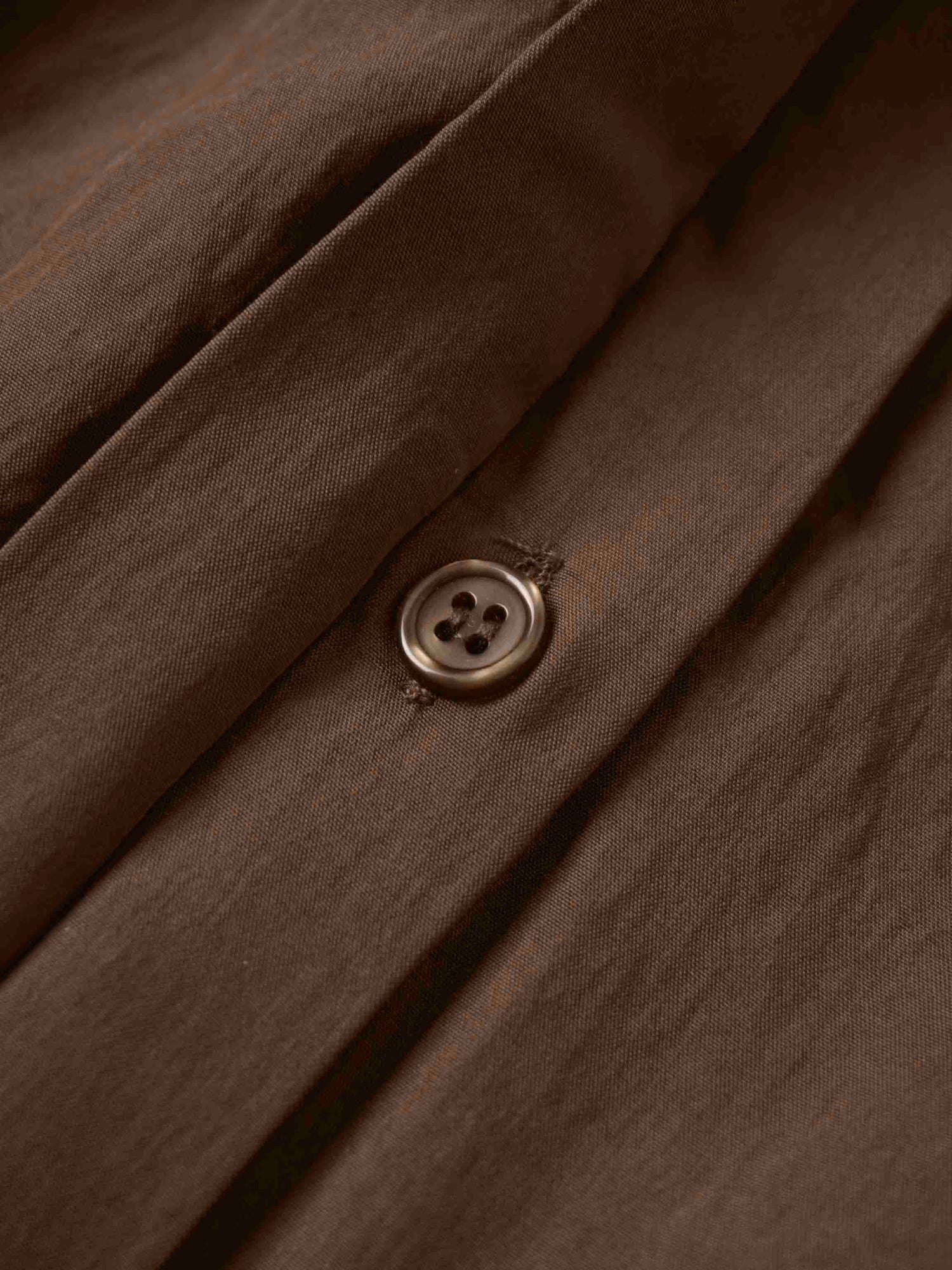 Cotton Yoke Gathered Dress-Brown