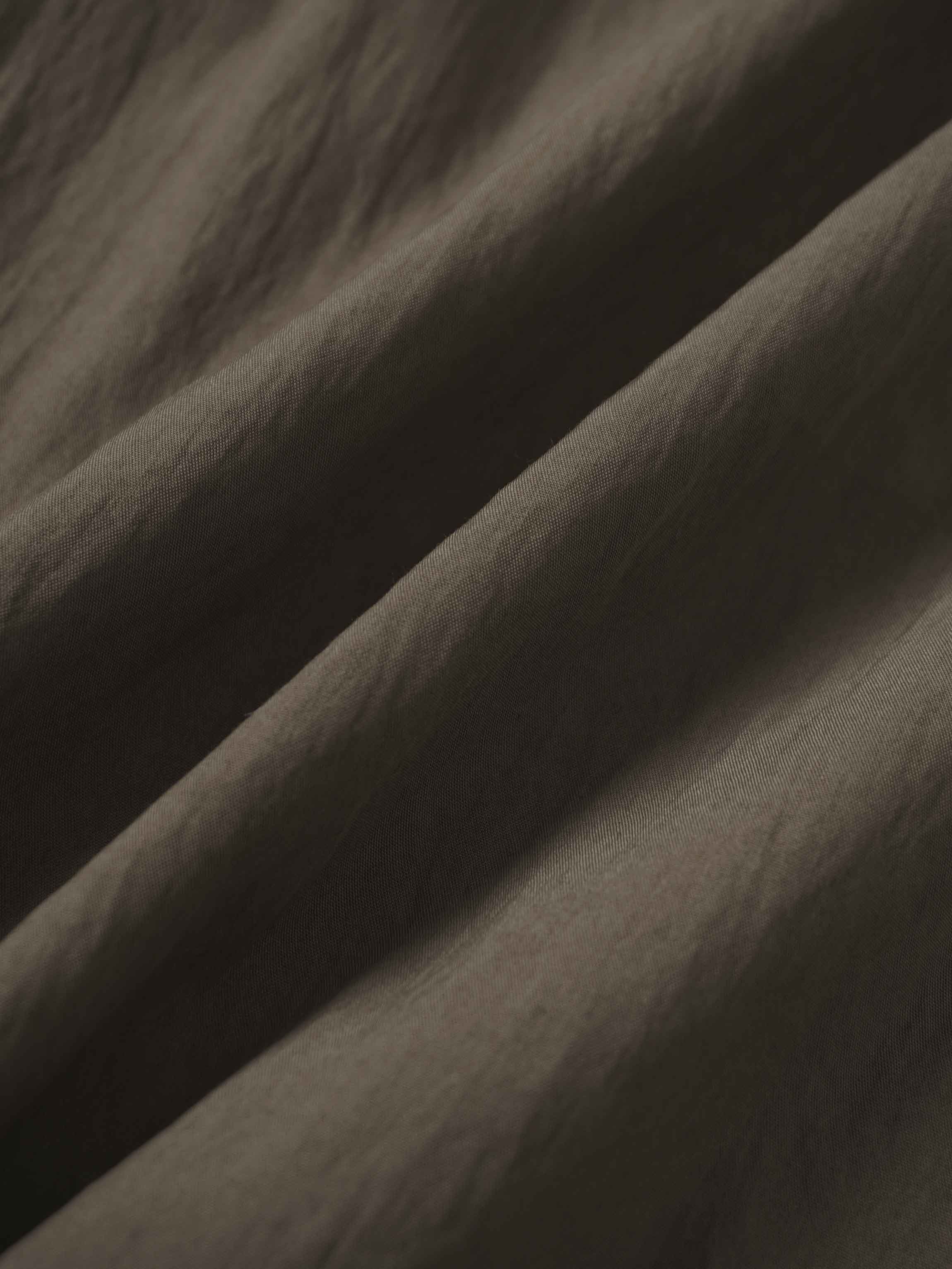 Cotton Yoke Gathered Dress-Brown