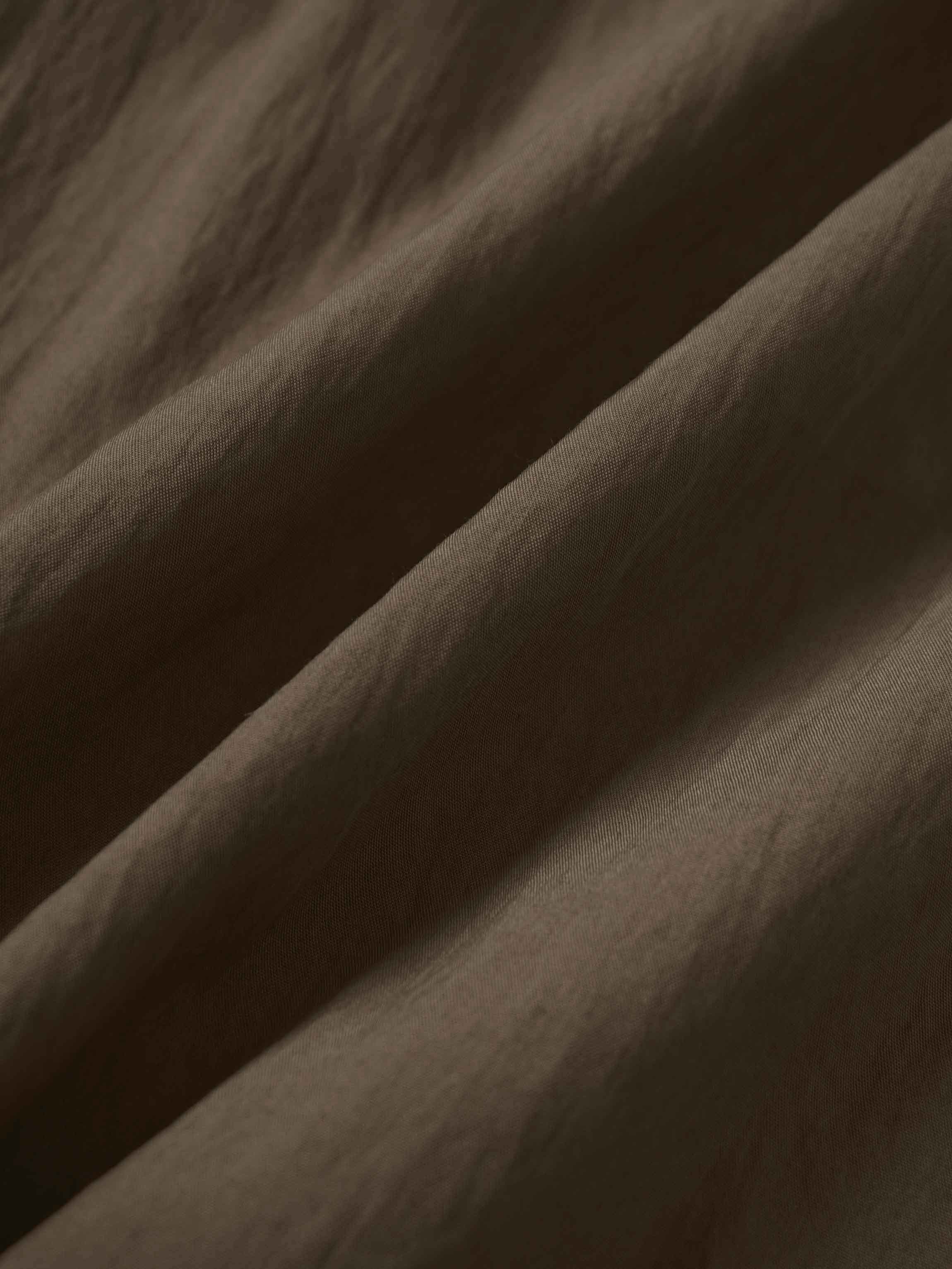 Cotton Yoke Gathered Dress-Brown