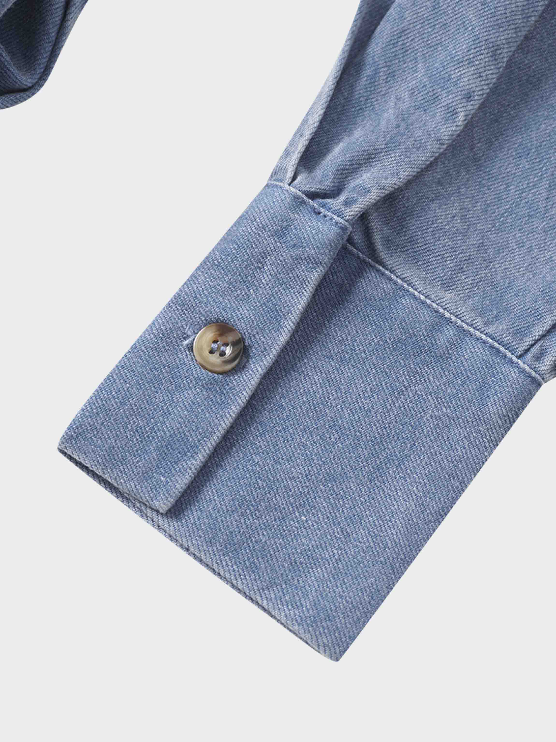 Front Pleat Denim Dress-Blue