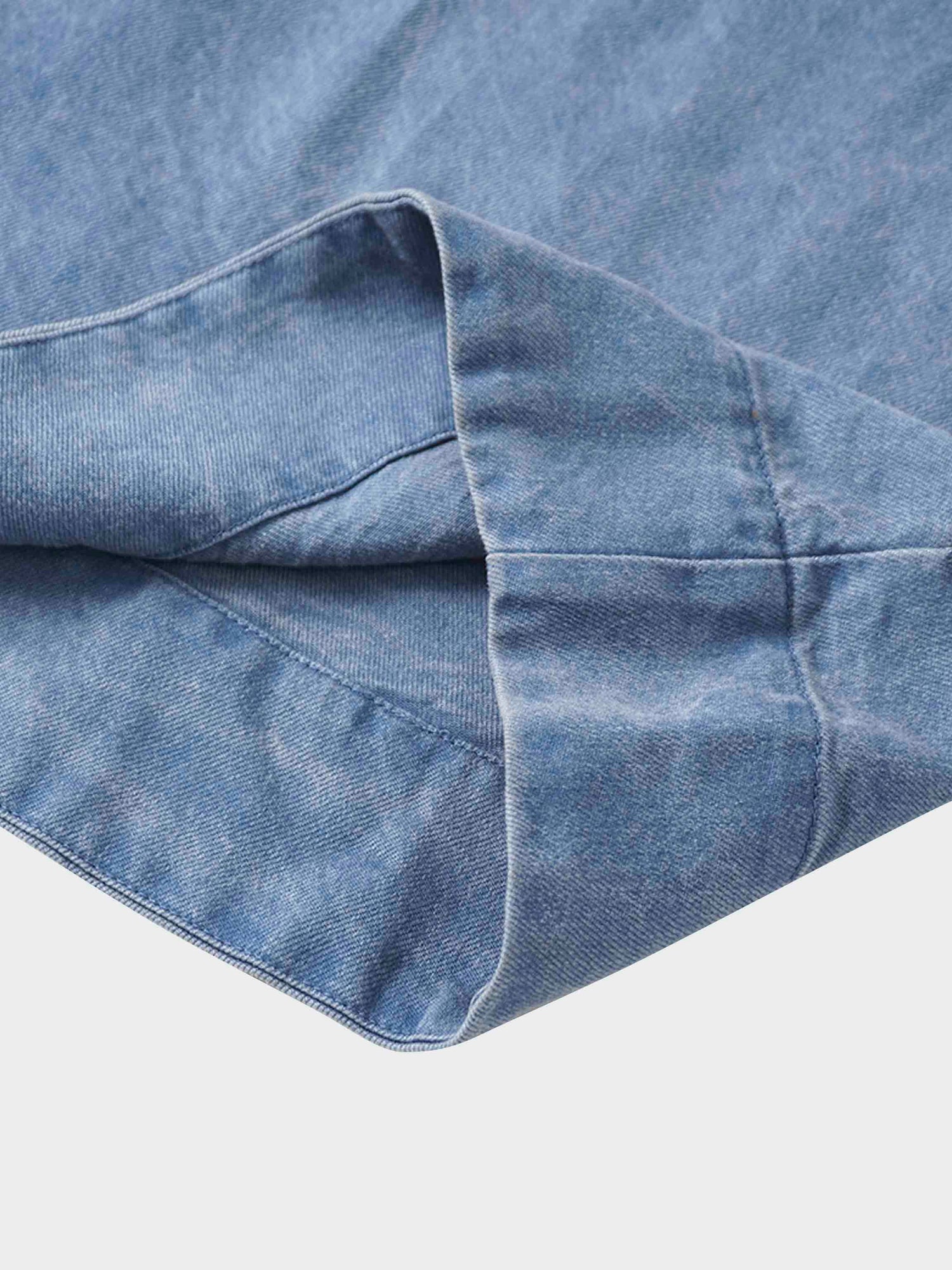 Front Pleat Denim Dress-Blue