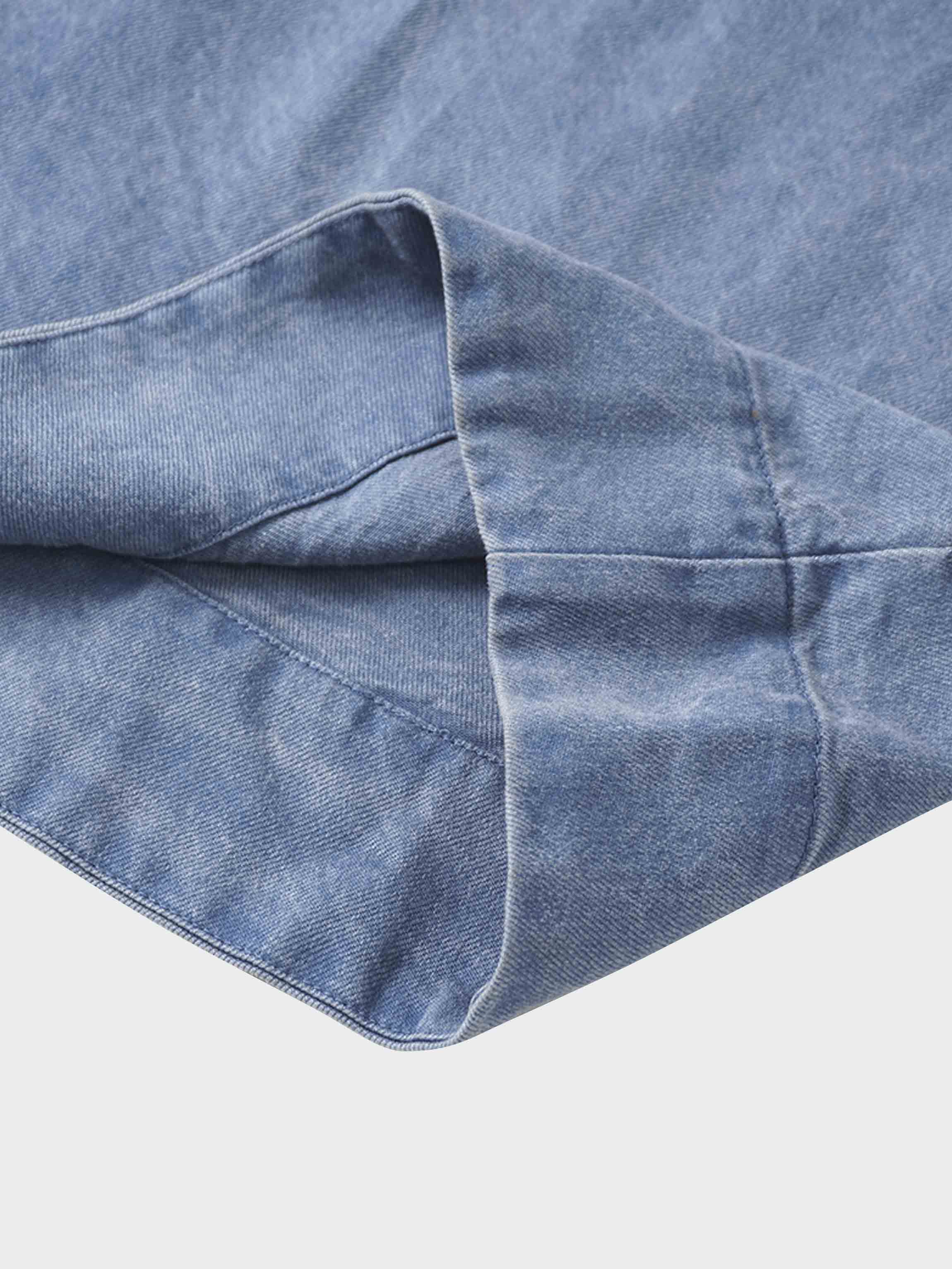 Front Pleat Denim Dress-Blue