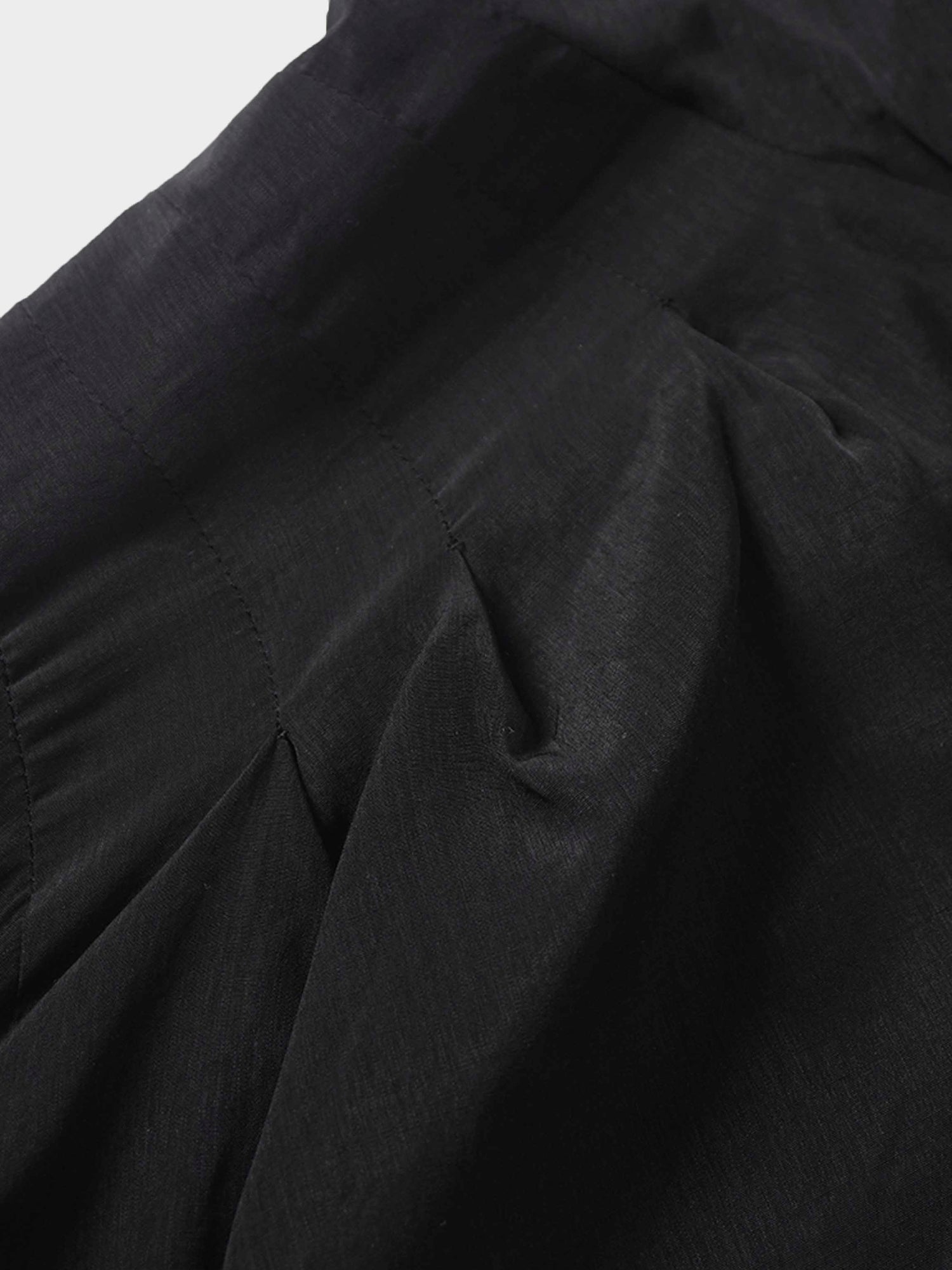 Crossover Side Pleat Dress-Black