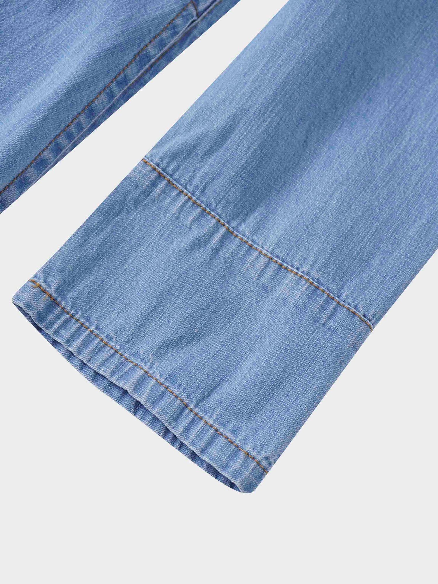 Waisted Lightweight Denim Dress-Blue