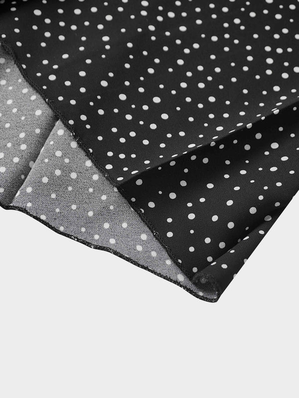 Side Button Pleat Dress-Polka Dot