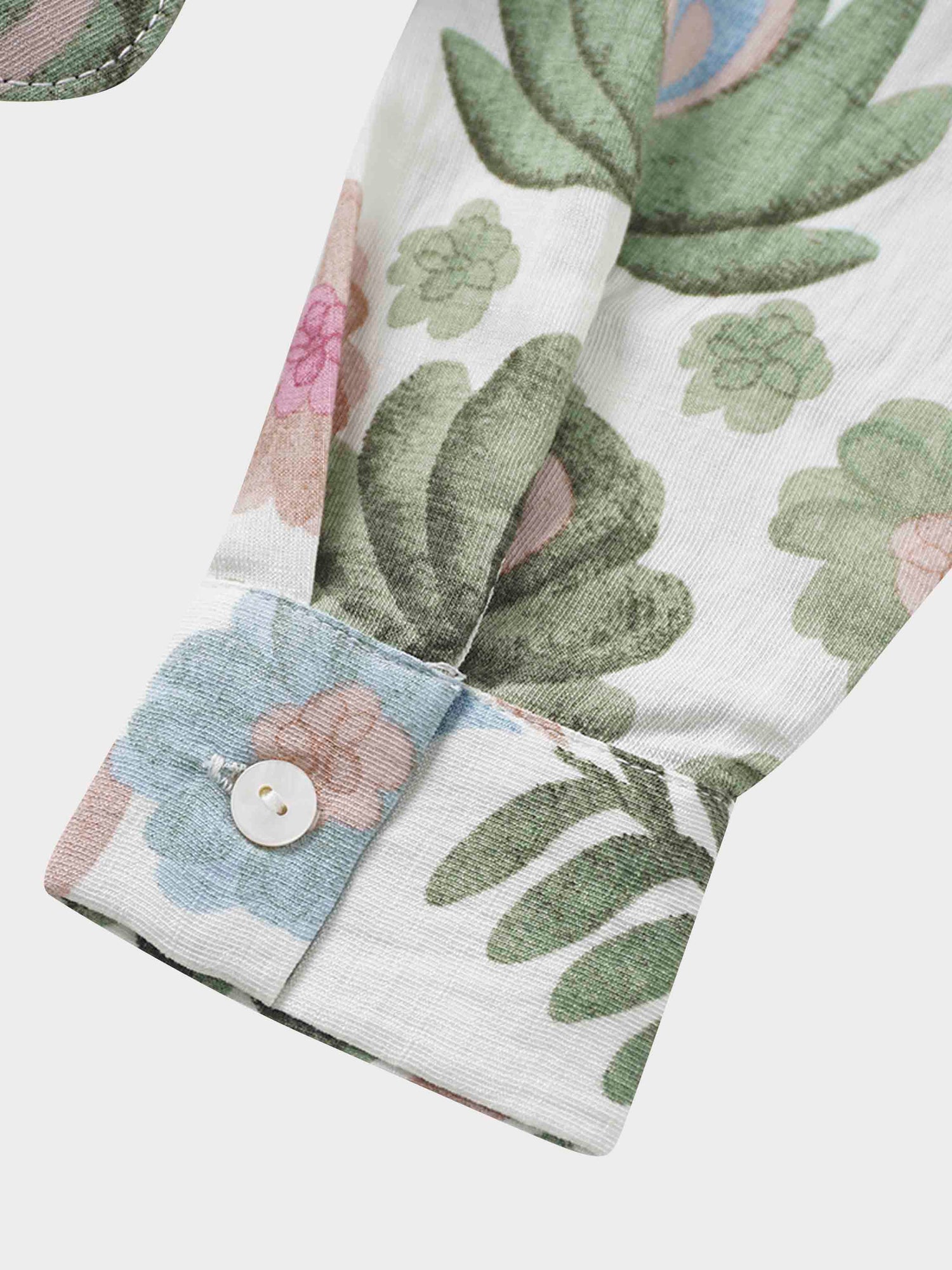 Belted Pleated Bottom Shirtdress-Floral Design