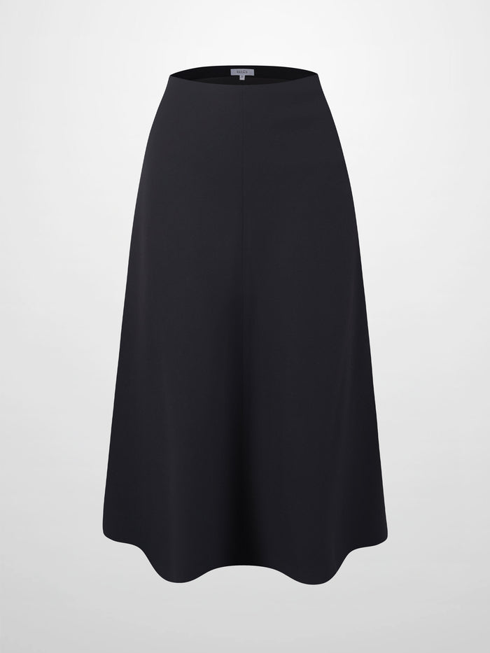 Basic A-Line Seamed Short Skirt-Black