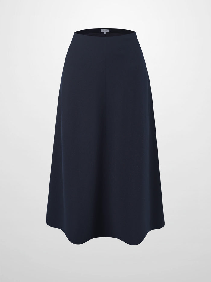 Basic A-Line Seamed Short Skirt-Navy