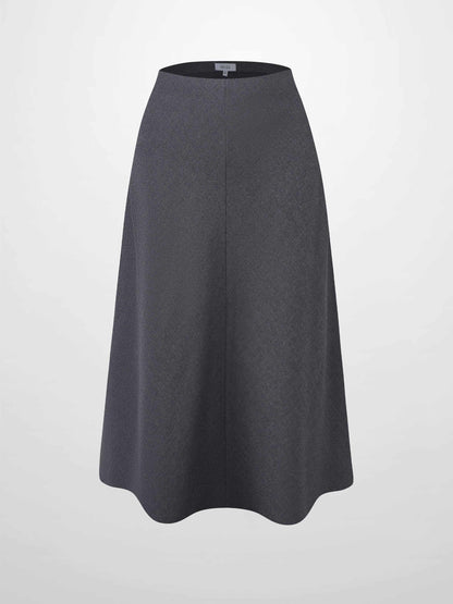Basic A-Line Seamed Short Skirt-Grey
