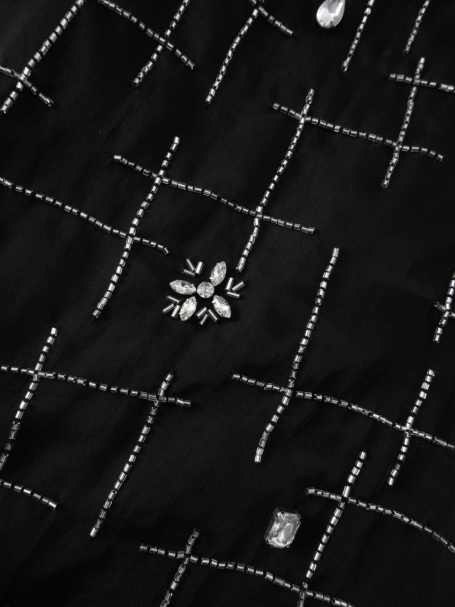 Organza Beaded Maxi Skirt-Black