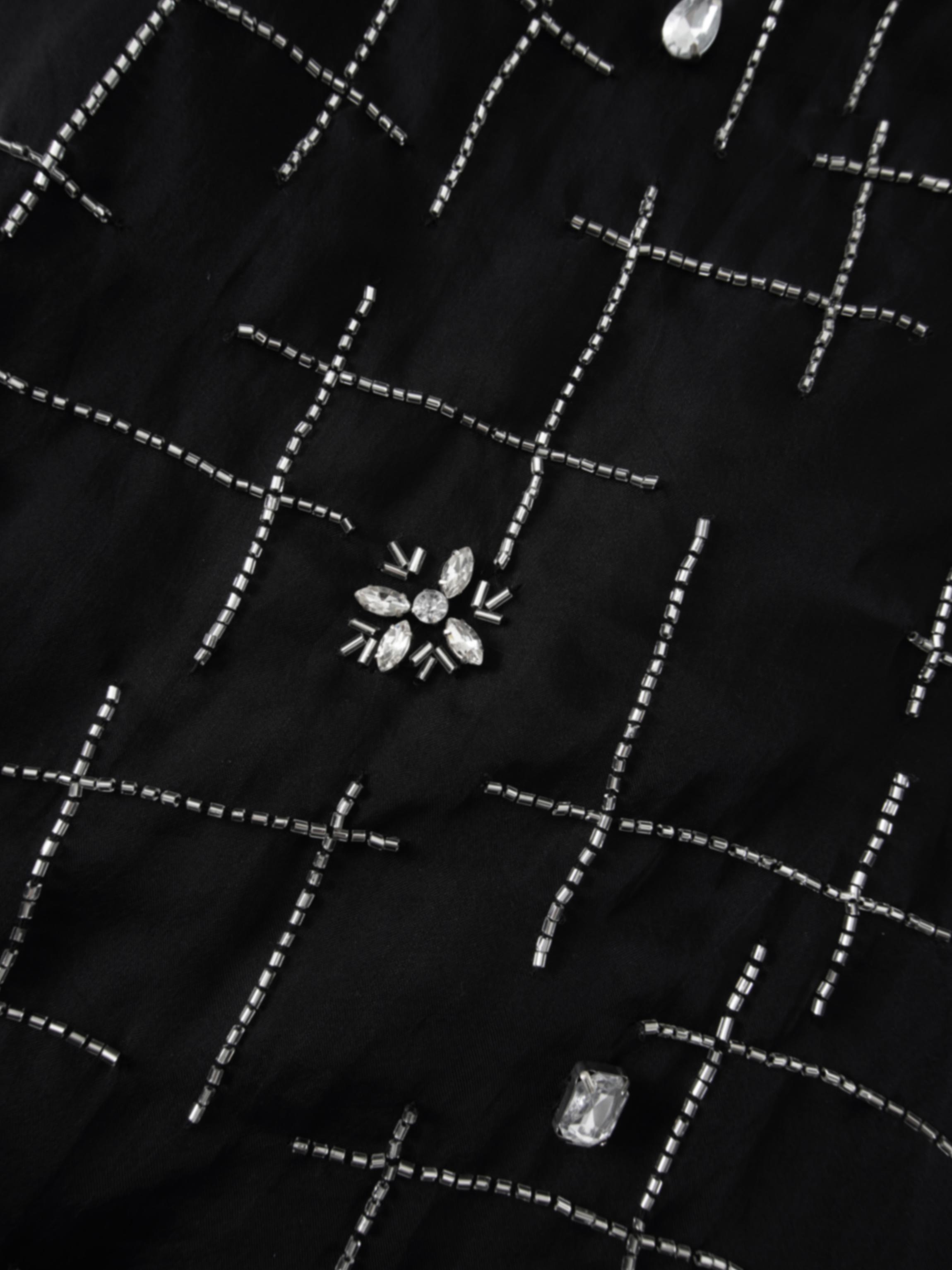 Organza Beaded Maxi Skirt-Black