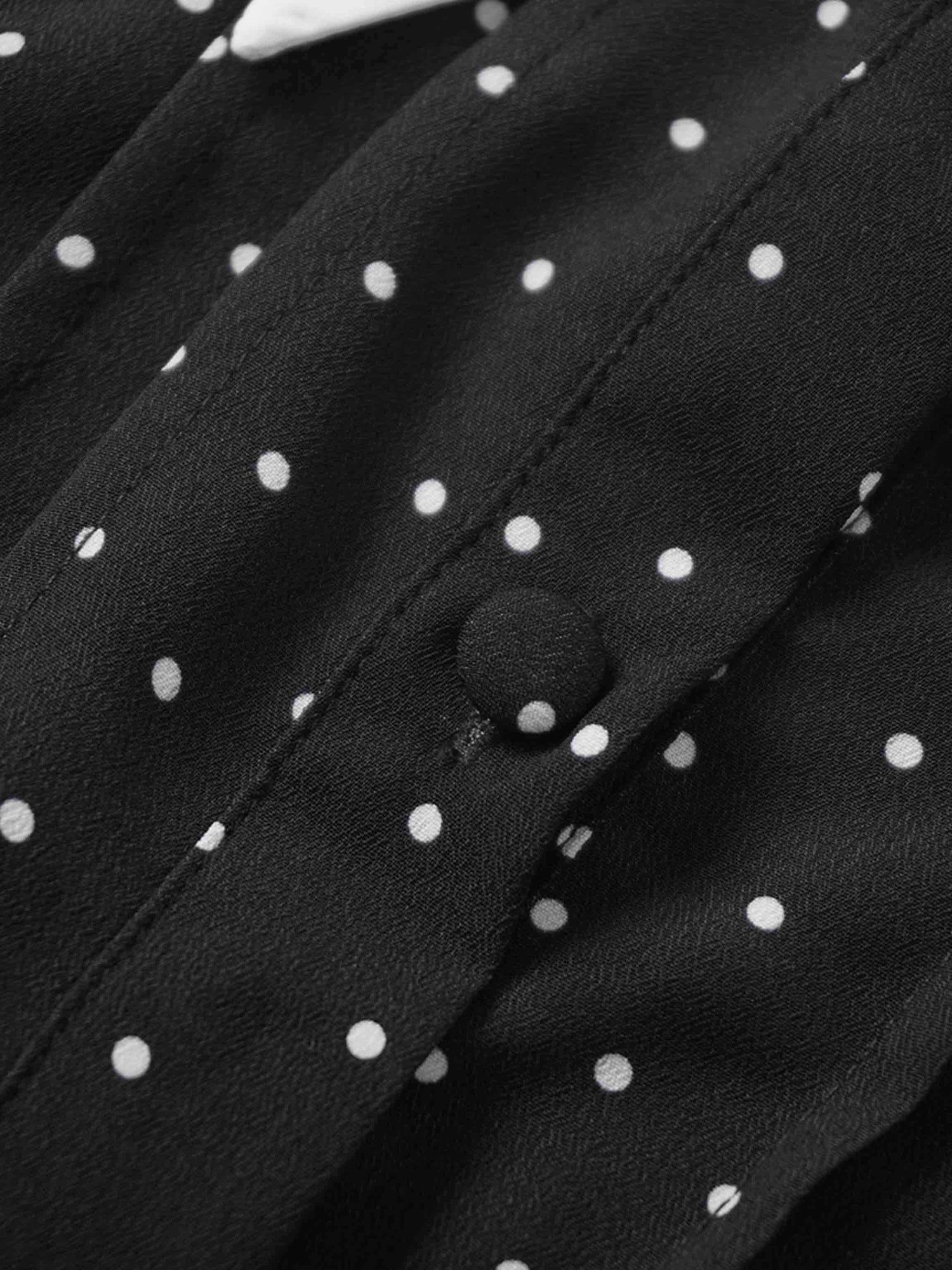 Collared Ruched Back Shirtdress-Polka Dot