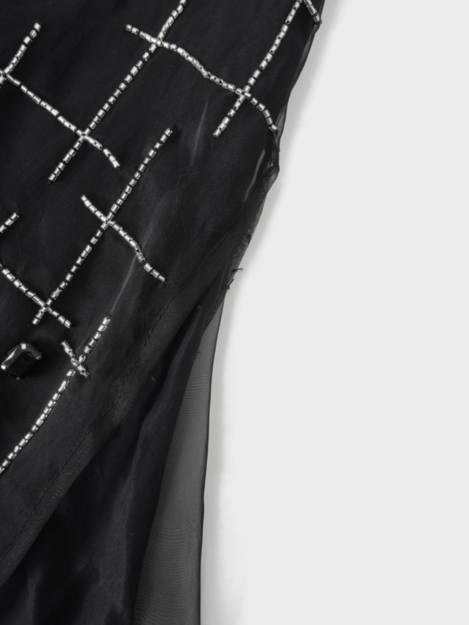 Organza Beaded Maxi Skirt-Black