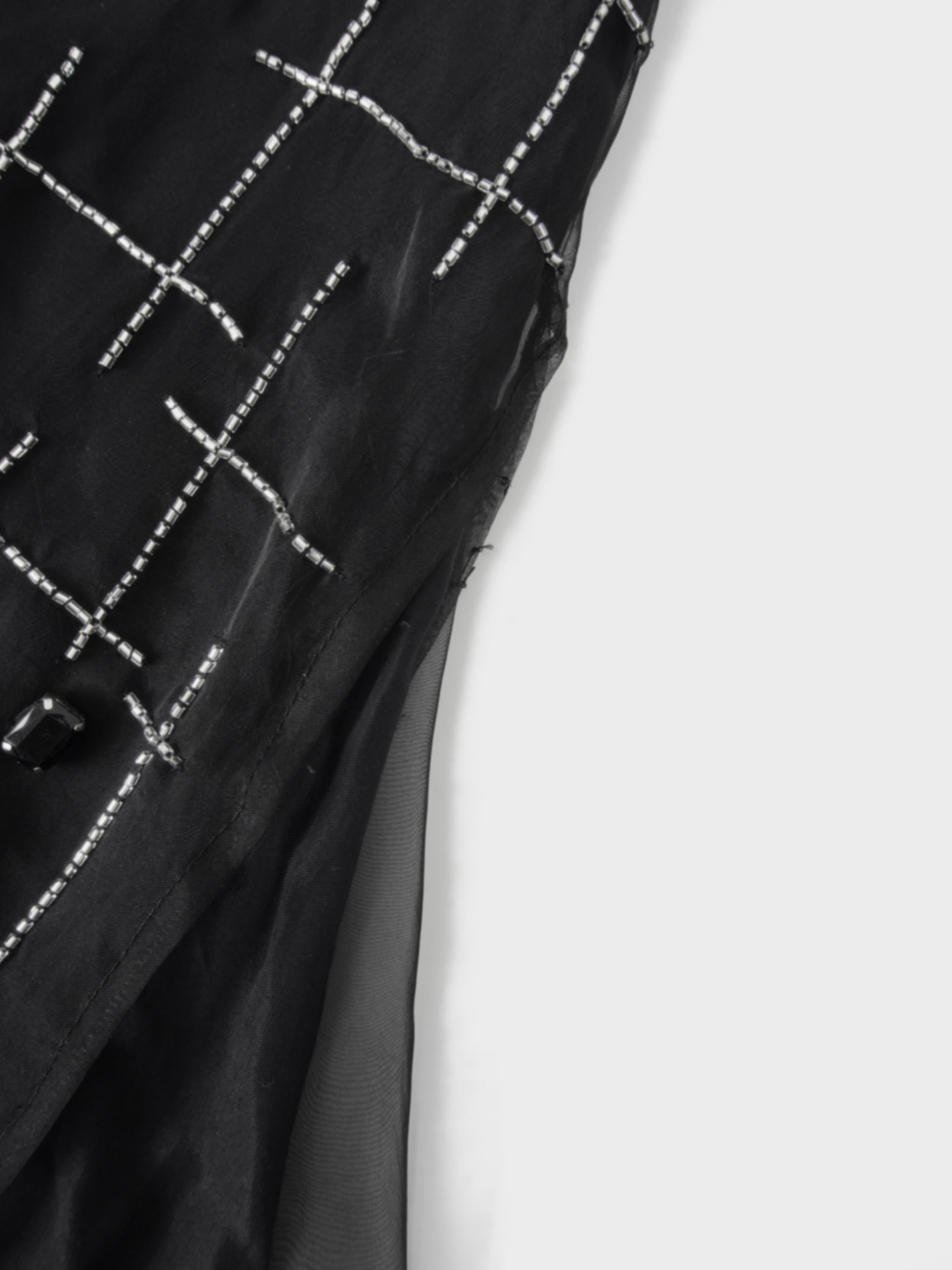 Organza Beaded Maxi Skirt-Black