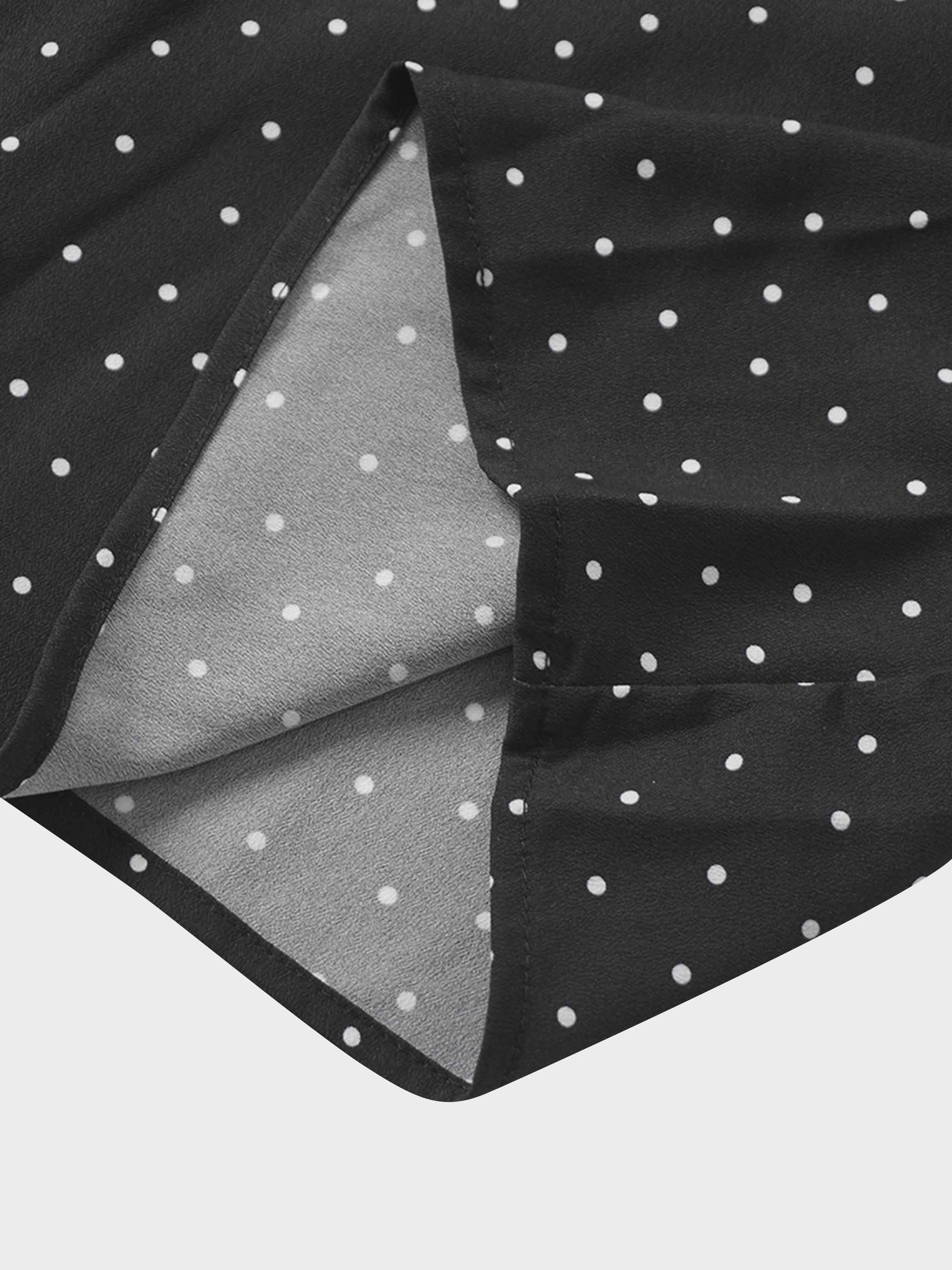 Collared Ruched Back Shirtdress-Polka Dot