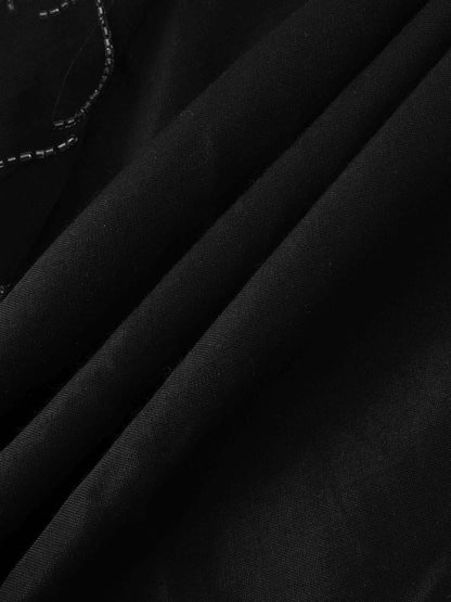 Organza Beaded Maxi Skirt-Black