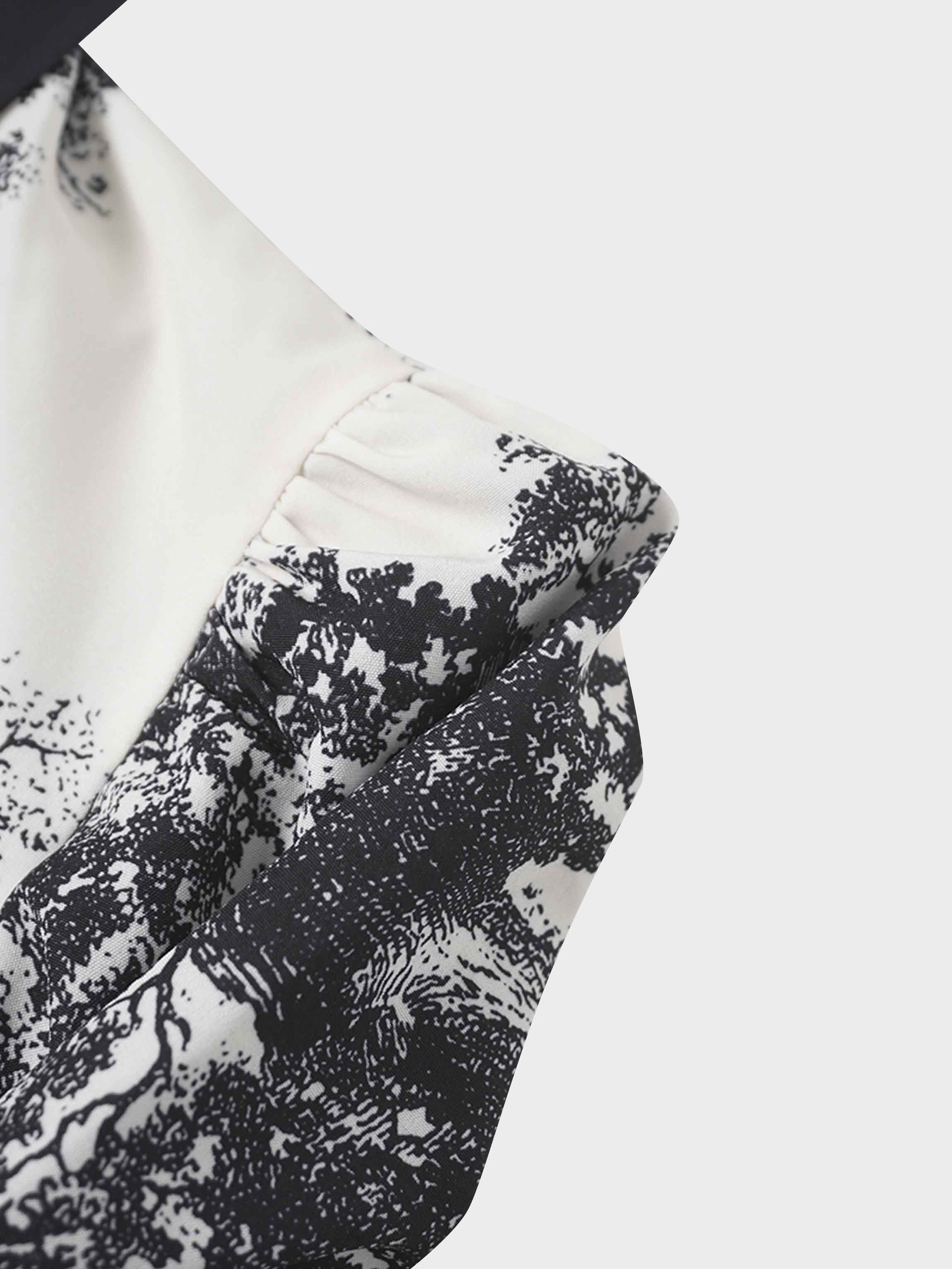 Collared Ruched Back Shirtdress-Navy Toille