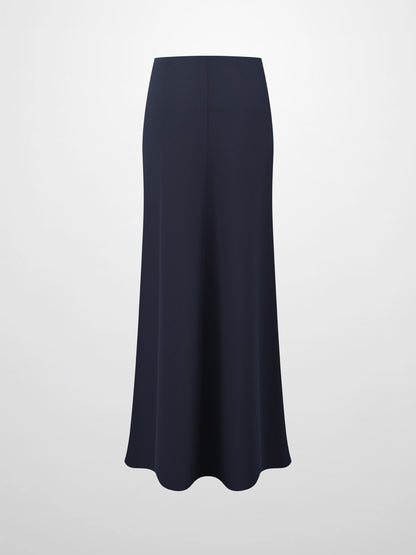 Basic A-Line Seamed Maxi Skirt-Navy
