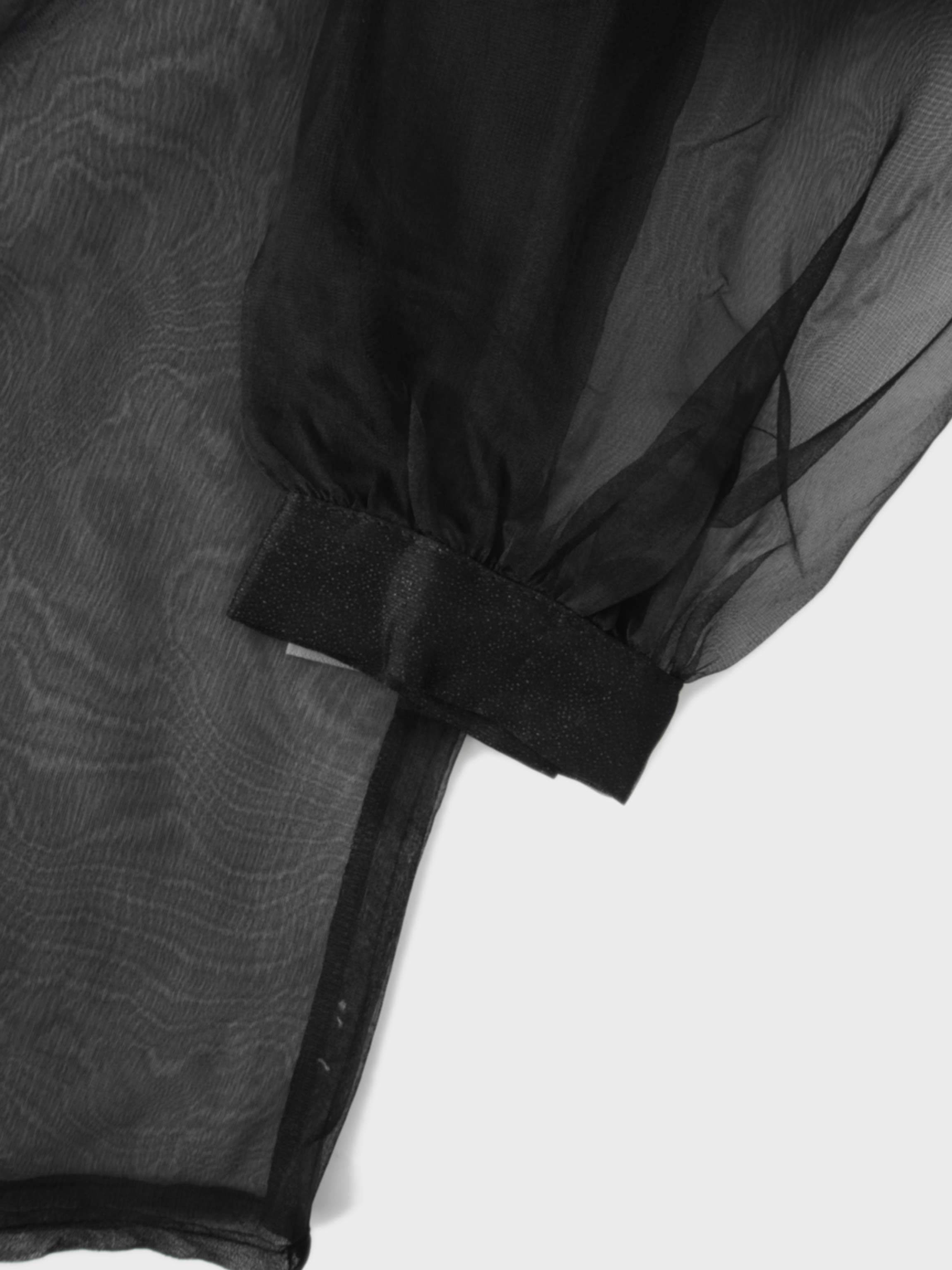 Organza Beaded Collar Blouse-Black