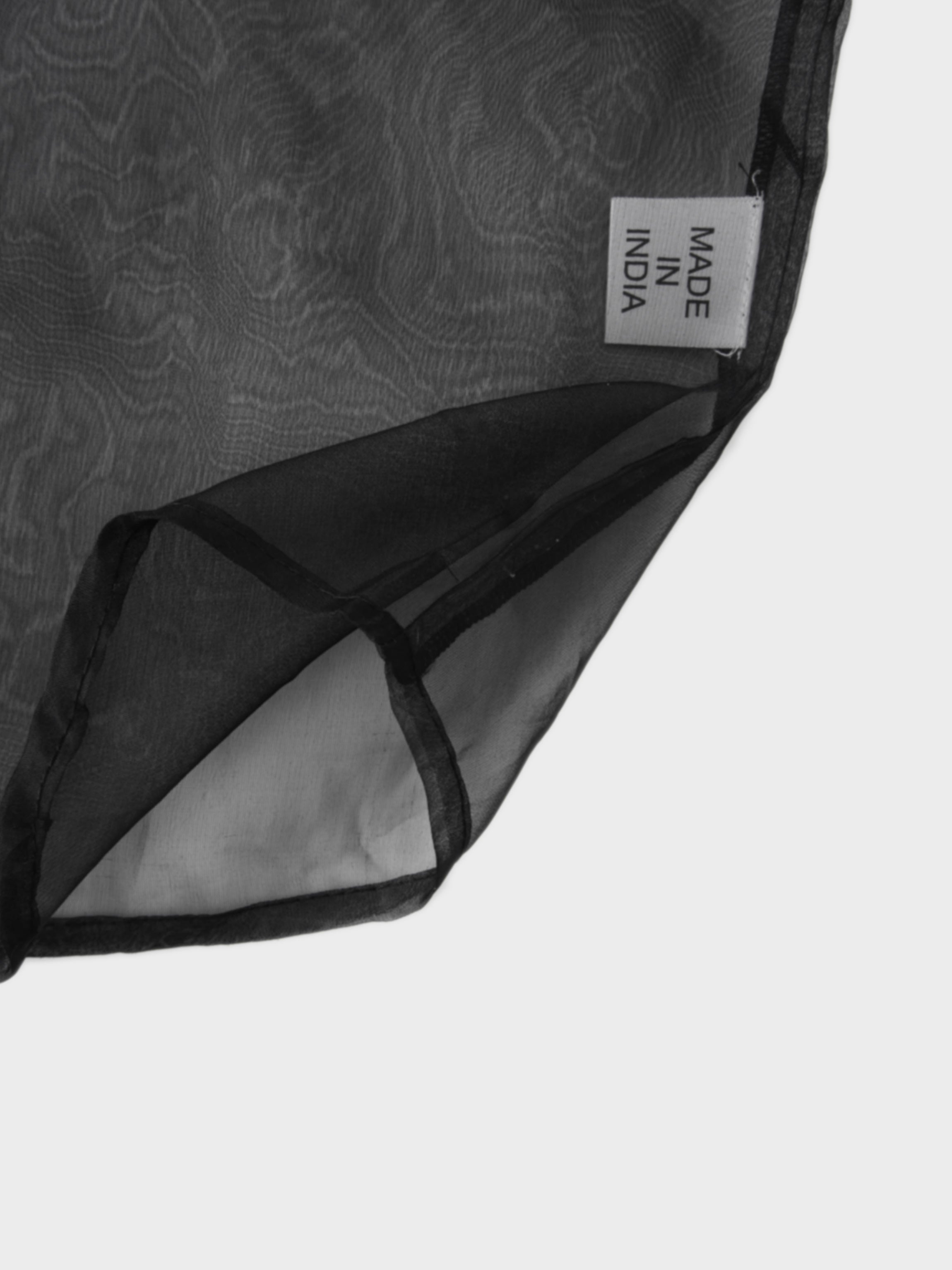 Organza Beaded Collar Blouse-Black