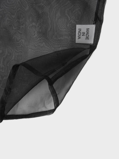 Organza Beaded Collar Blouse-Black