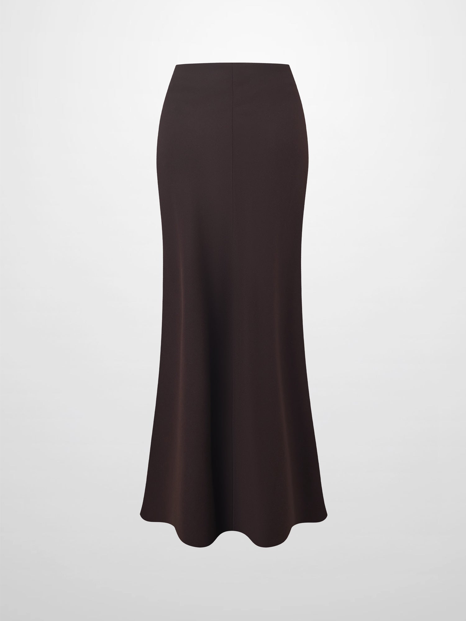 Basic A-Line Seamed Maxi Skirt-Brown