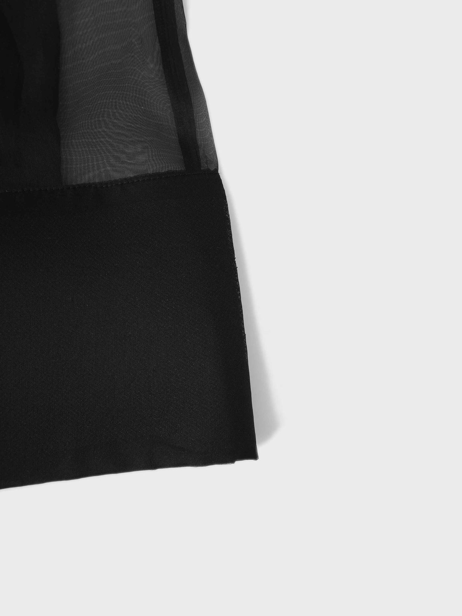 Organza Belted Shirtdress-Black