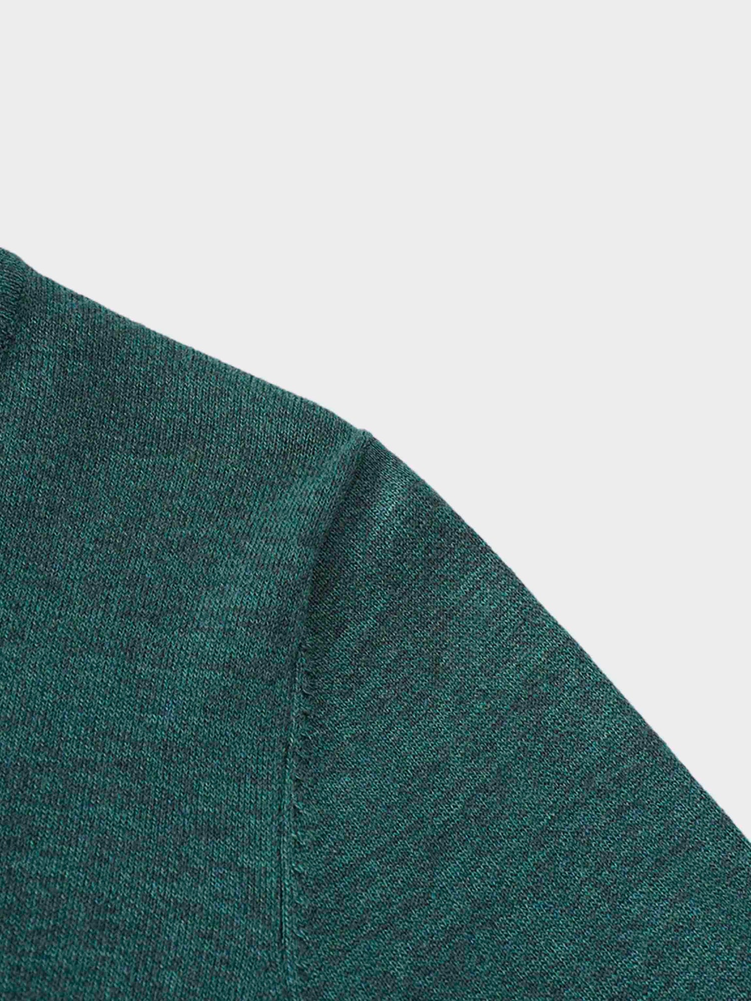 Basic Crew Sweater LS-Heathered Green