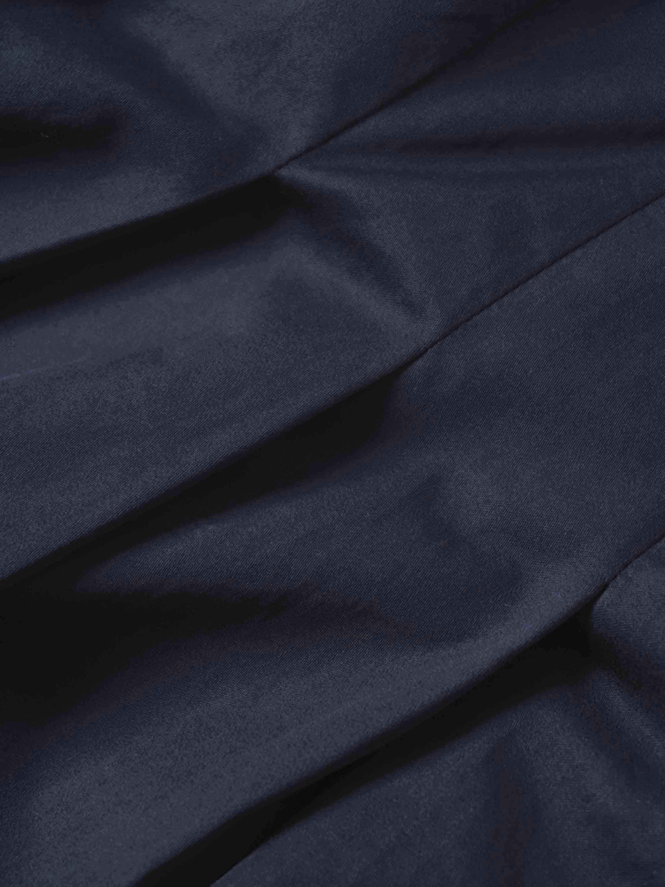 Pleat Waist Button Down Dress-Navy