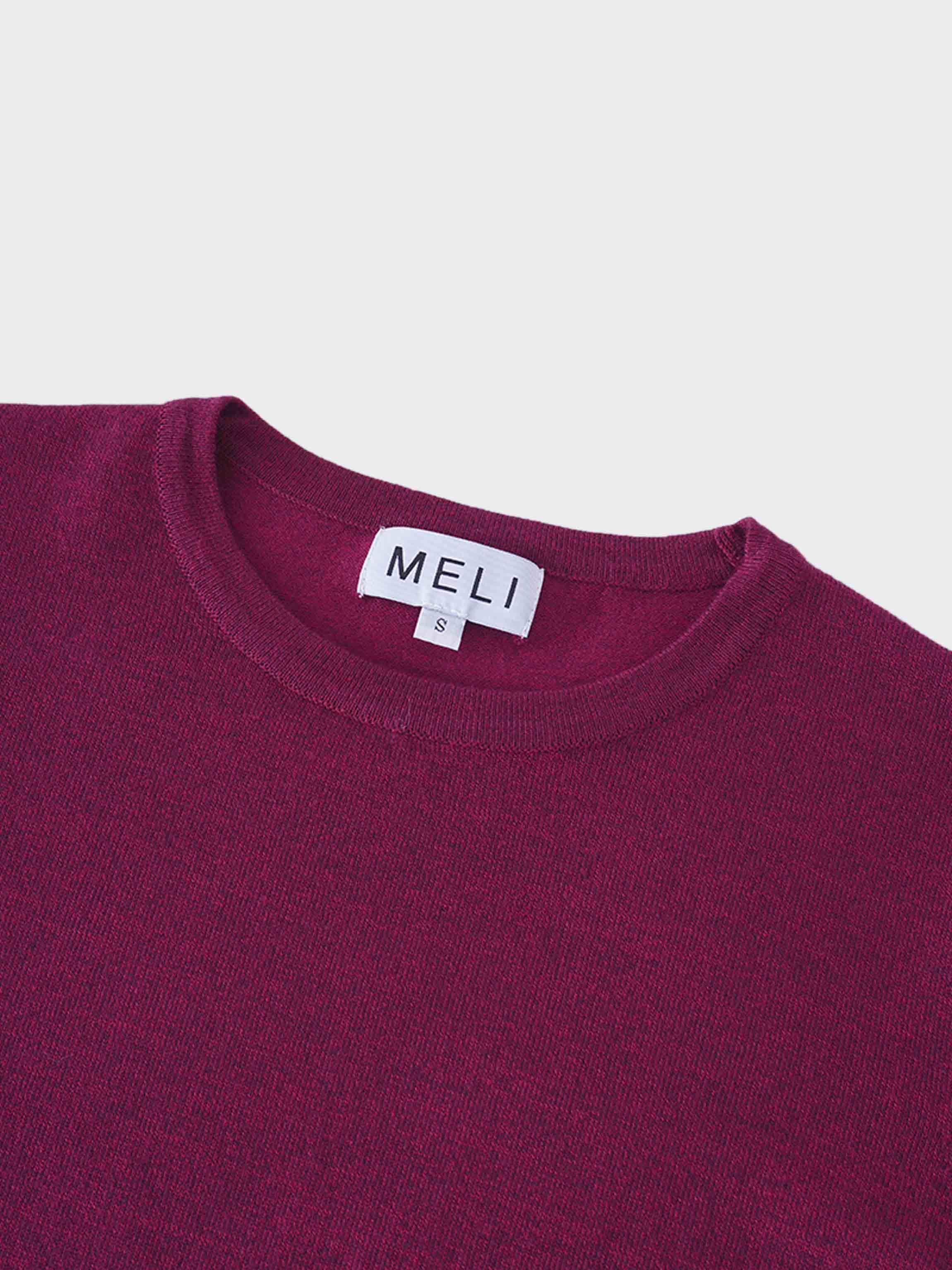 Basic Crew Sweater LS-Heathered Fuchsia