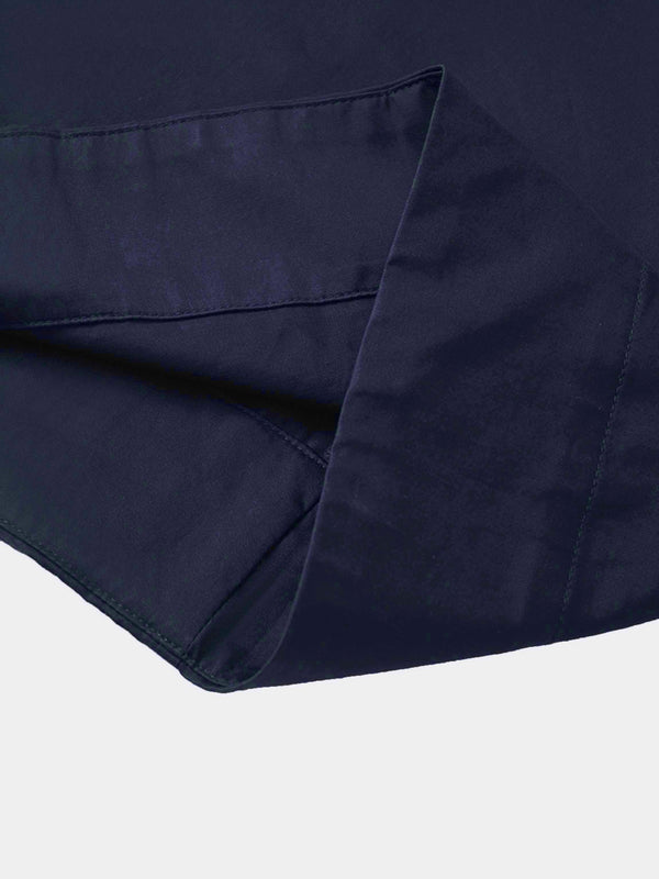 Pleat Waist Button Down Dress-Navy