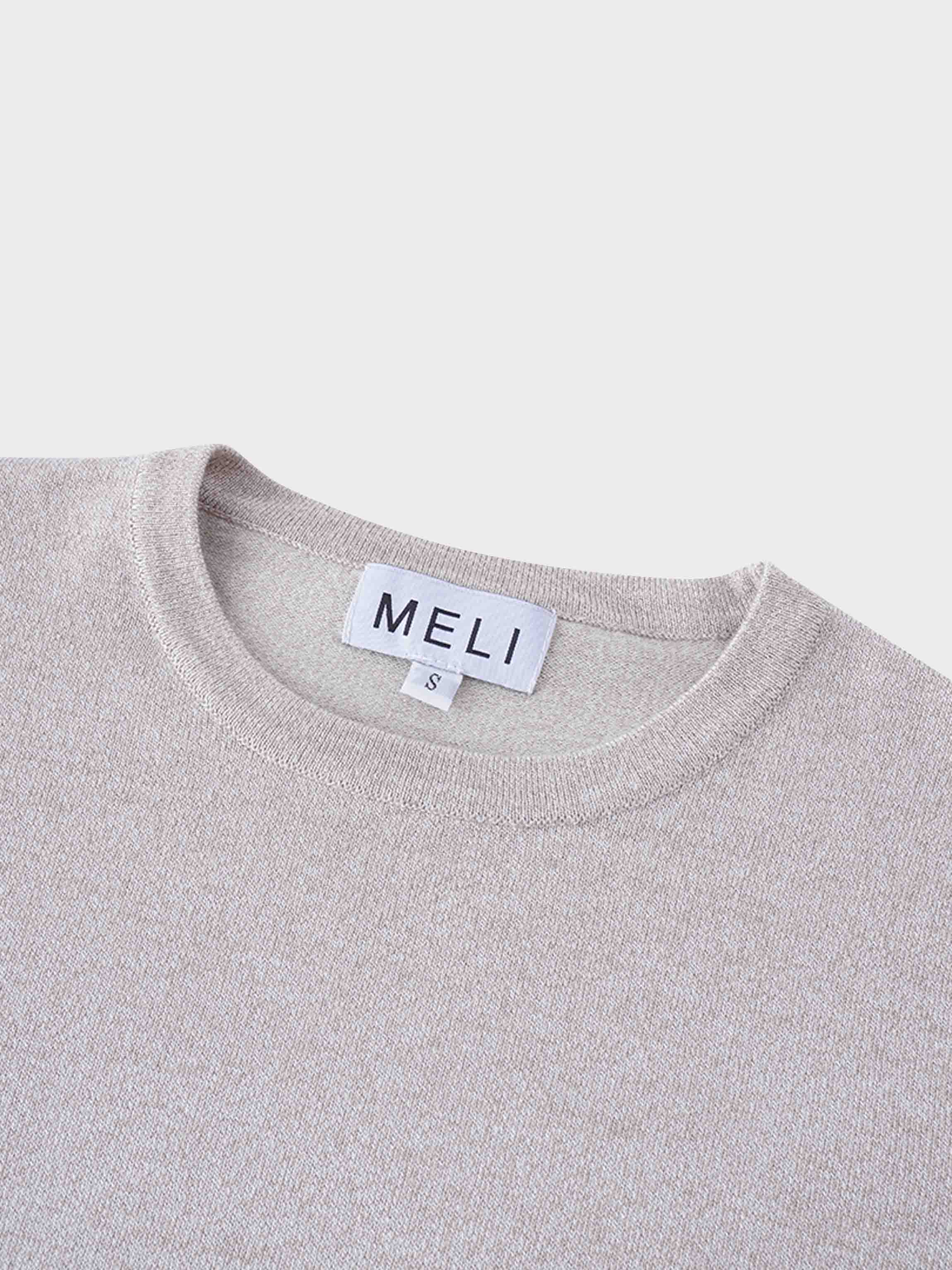 Basic Crew Sweater LS-Heathered Oatmeal