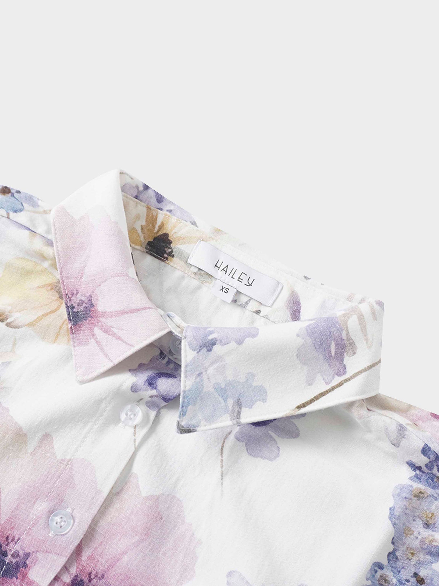 Printed Linen Blend Blouse-Scattered Flowers