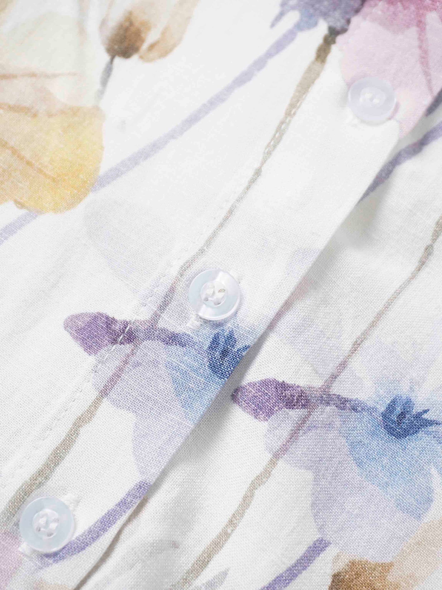 Printed Linen Blend Blouse-Scattered Flowers